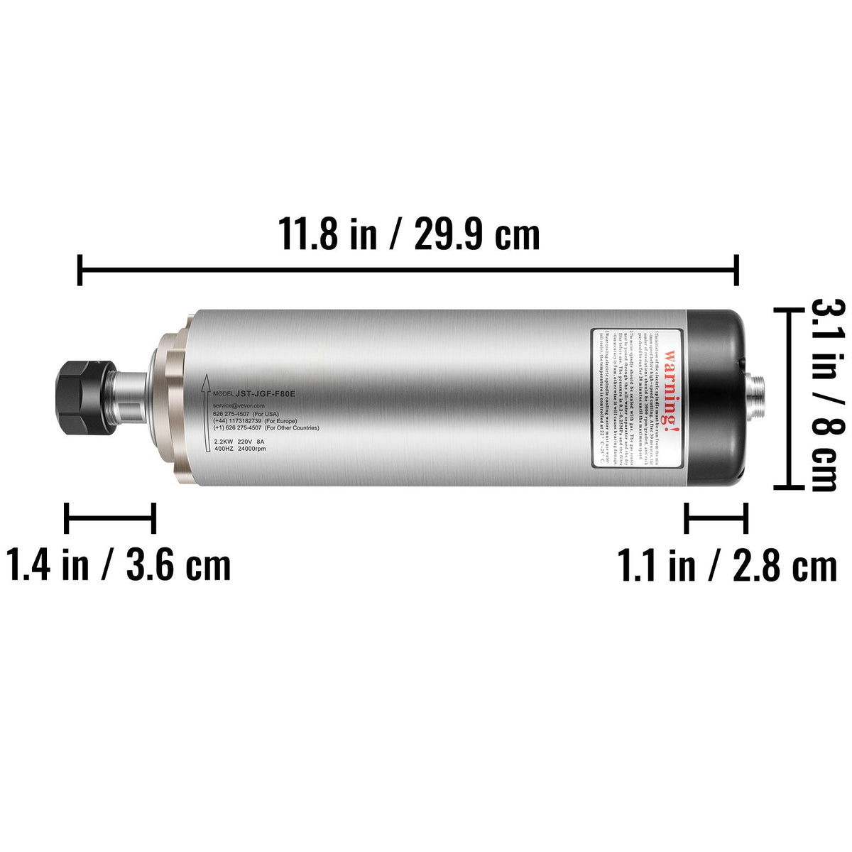 Air Cooled Spindle Motor ER20 CNC Spindle Milling Motor 2.2KW Spindle Motor 24000 RPM 400 Hz for CNC Router Engraving Milling Grind Machine(220V)