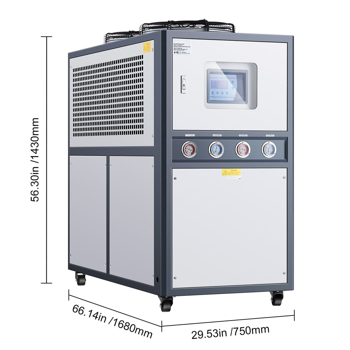 Air-Cooled Water Chiller, 12.3 HP, Industrial Water Chiller with 30,240 Kcal/h Cooling Capacity, Dual Compressor, 37 Gal Large Tank, LED Display, Cooler for Cooling Water, Not Air Conditioner