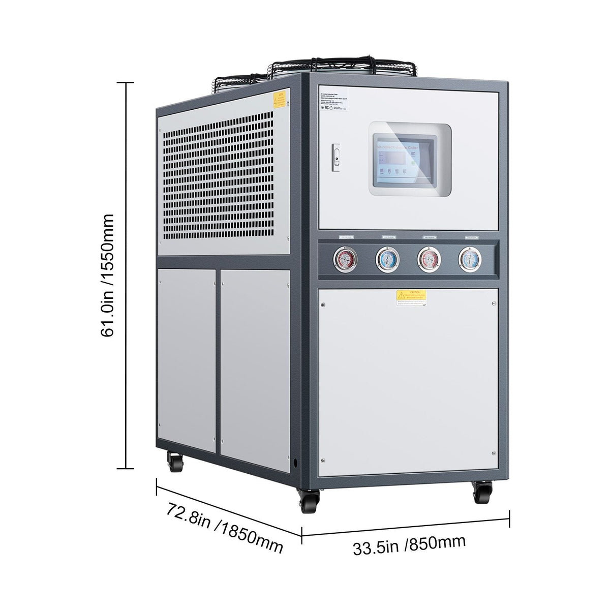 Air-Cooled Water Chiller, 16.67 HP, Industrial Water Chiller with 45,360 Kcal/h Cooling Capacity, Dual Compressor, 53 Gal Large Tank, LED Display, Cooler for Cooling Water, Not Air Conditioner