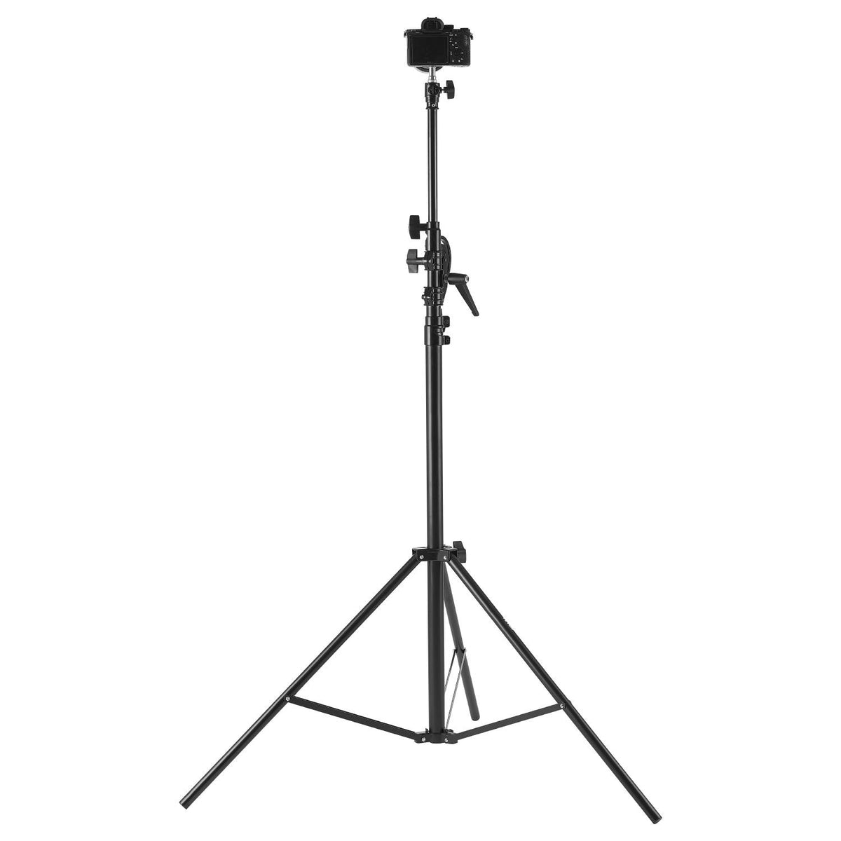 Air Cushioned Aluminum Light Stand, Max Height 12.8 ft/390 cm, Adjustable Photography Stand with Boom Arm, Sandbag, Max Load 5kg, 1/4 in Screw for Softbox, Studio Flash, Umbrella, Ring Light