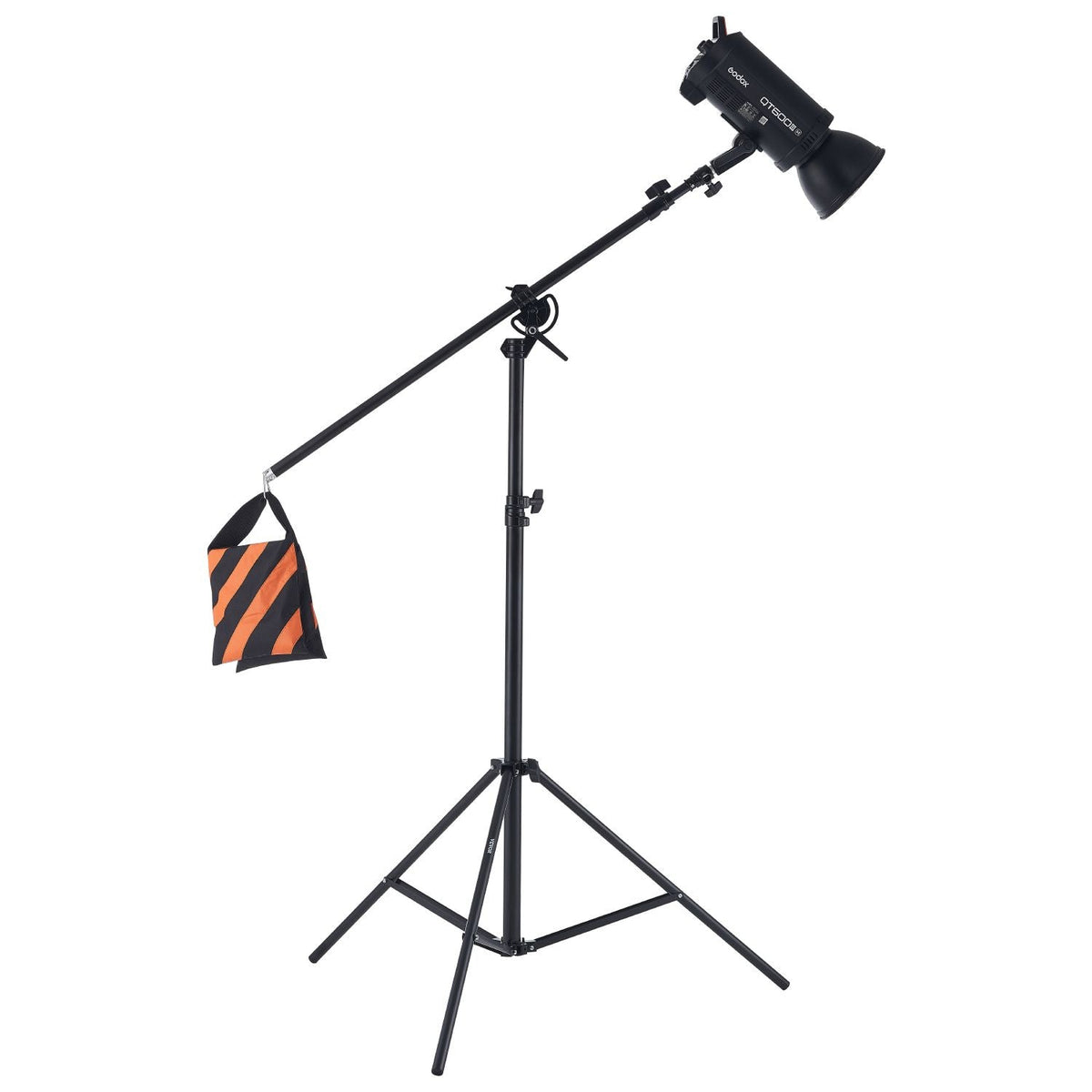 Air Cushioned Aluminum Light Stand, Max Height 12.8 ft/390 cm, Adjustable Photography Stand with Boom Arm, Sandbag, Max Load 5kg, 1/4 in Screw for Softbox, Studio Flash, Umbrella, Ring Light