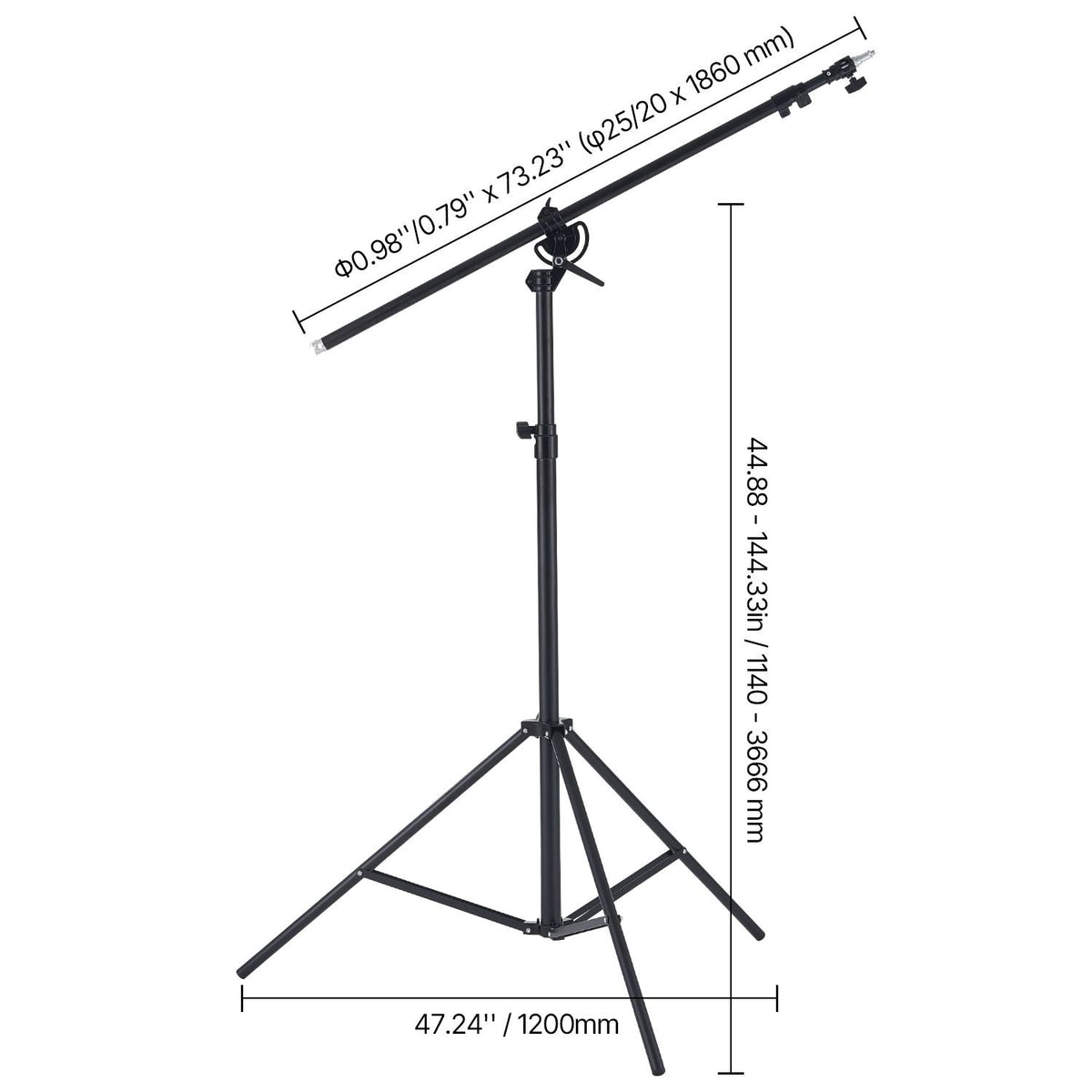 Air Cushioned Aluminum Light Stand, Max Height 12.8 ft/390 cm, Adjustable Photography Stand with Boom Arm, Sandbag, Max Load 5kg, 1/4 in Screw for Softbox, Studio Flash, Umbrella, Ring Light