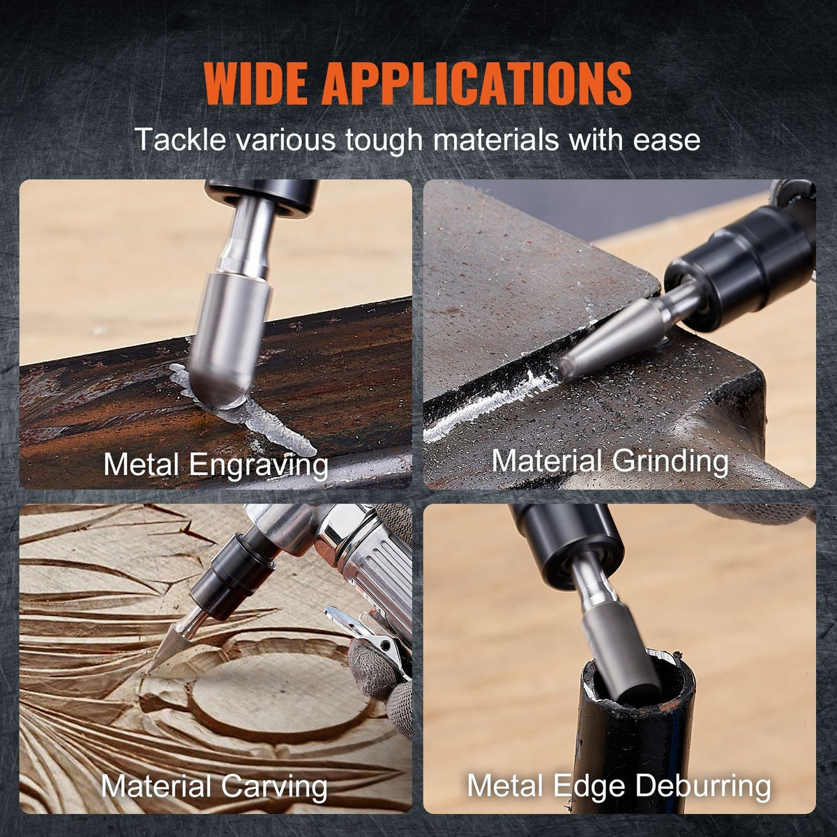 Air Die Grinder Kit, Right Angle Grinder w/ Die Grinder Combo & 10PCS Single Cut Carbide Burr Set, Lightweight, Ball Bearing Construction for Grinding, Deburring, Cutting, Polishing