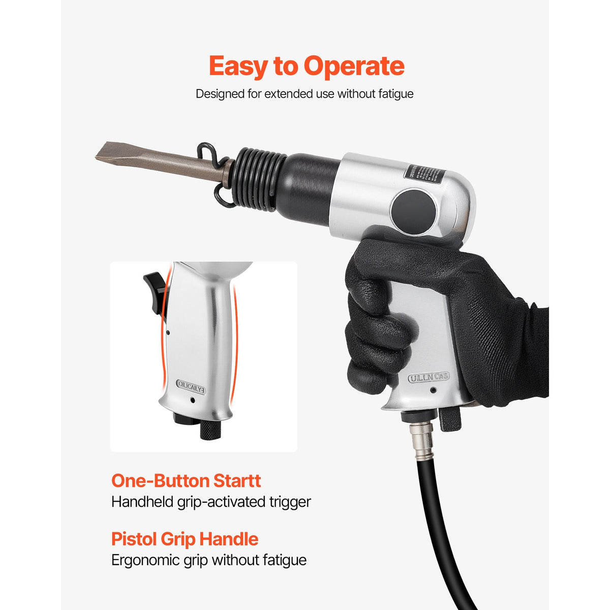 Air Hammer, 4500BPM Pneumatic Hammer with Rust Removal Air Needle Scaler & 4PCS Chisels Round Shank, Lightweight & Compact Air Chisel Pneumatic Shovel Tool for Cutting Scraping Demolishing