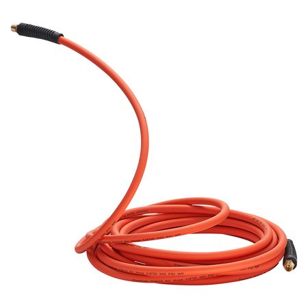 Air Hose, 1/2" x 50ft Hybrid Air Hose, Lightweight, Kink Resistant, Pneumatic Hoses with 1/2 inch Solid Brass Male Fittings, Three-Layer Hybrid Material, 300 PSI, All-Weather Flexibility, Orange