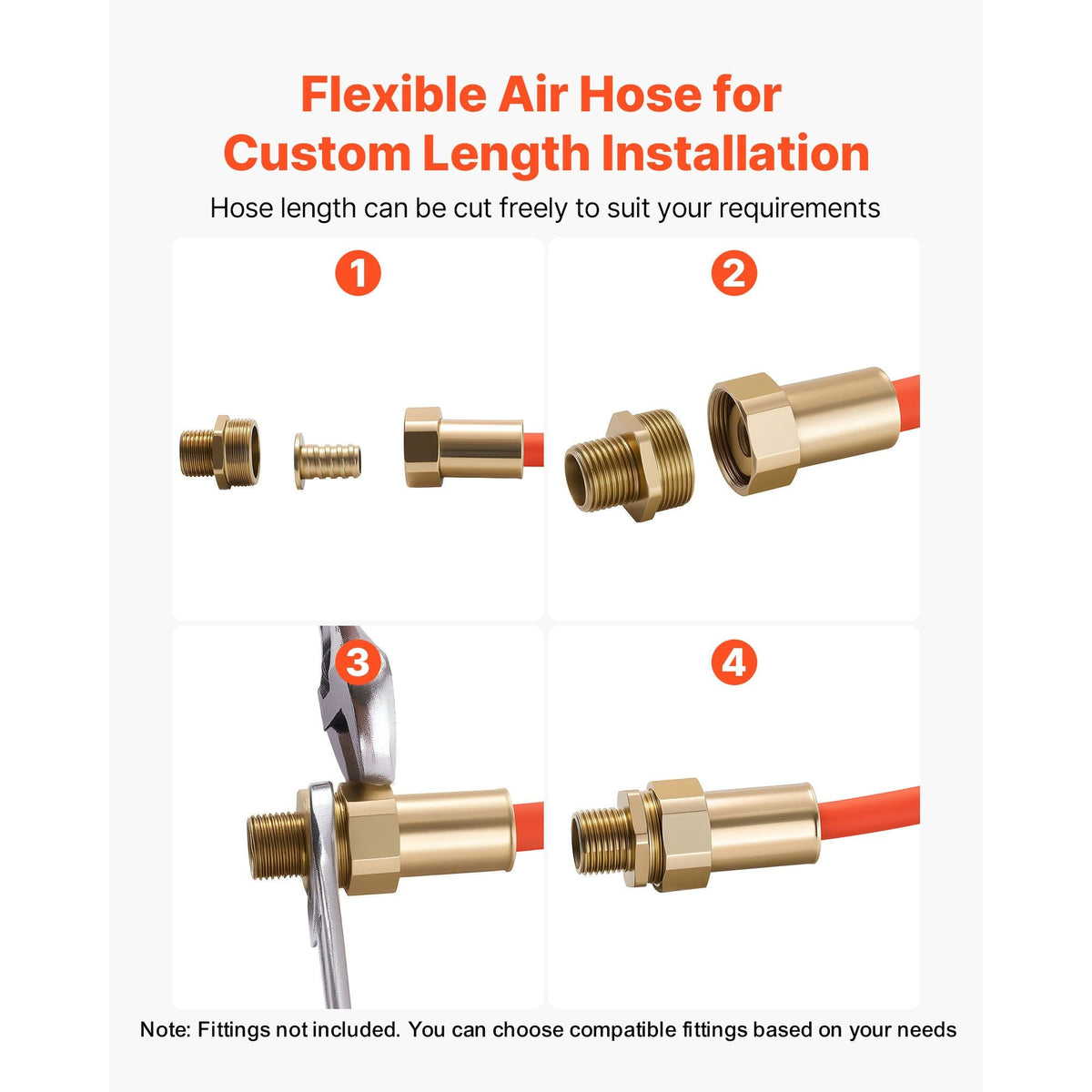 Air Hose, 1/4" x 250ft Hybrid Air Hose, Lightweight, Kink Resistant, Pneumatic Hoses with Three-Layer Hybrid Material for Auto, Home & Building, 300 PSI, All-Weather Flexibility, Orange