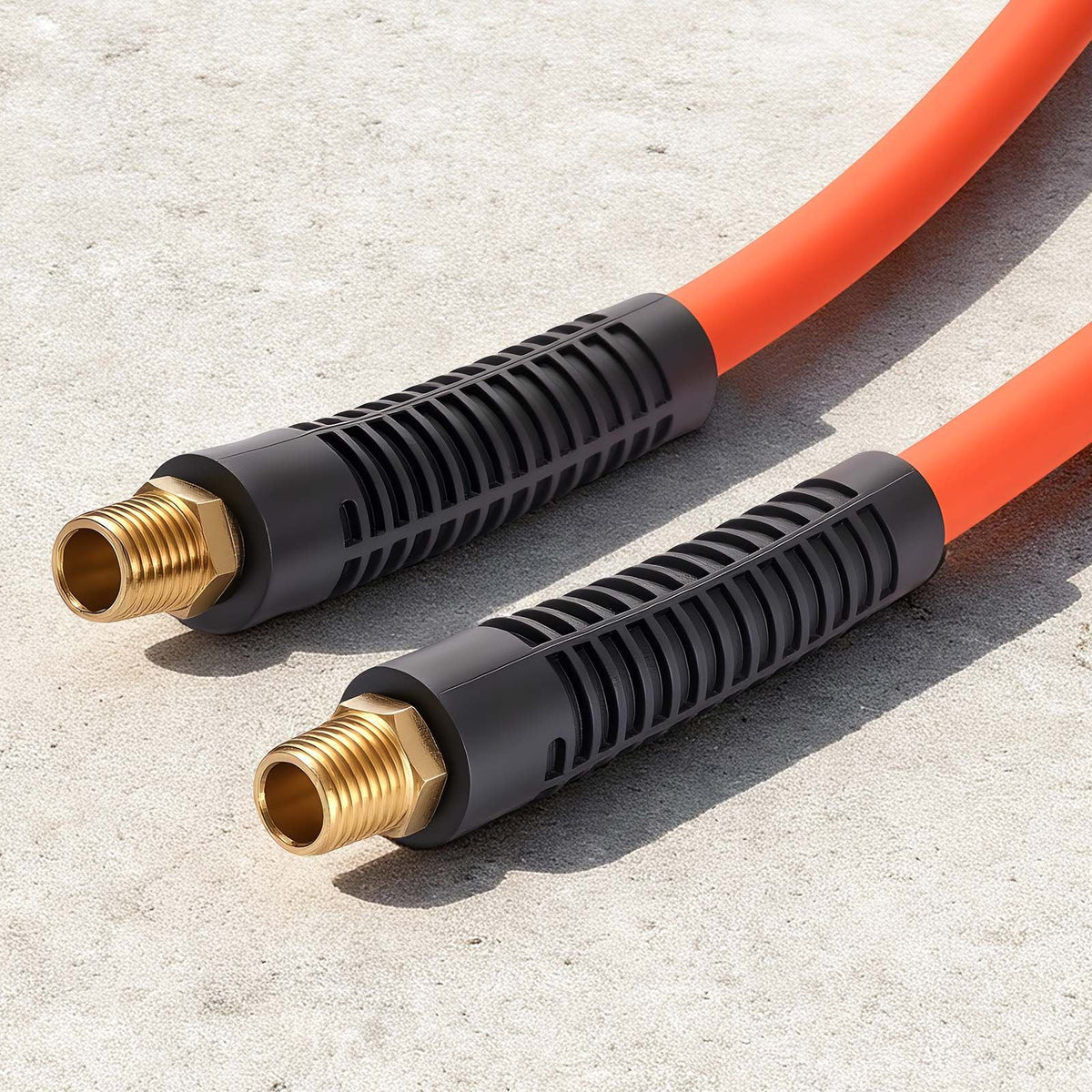 Air Hose, 3/8'' x 25ft Hybrid Air Hose, Lightweight, Kink Resistant, Pneumatic Hoses with 1/4 inch Solid Brass Male Fitting, Three-Layer Hybrid Material, 300 PSI, All-Weather Flexibility, Orange