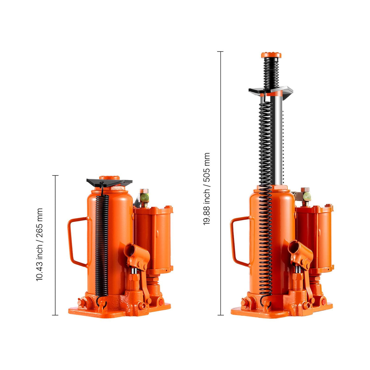 Air Hydraulic Bottle Jack, 12 Ton/26455 lbs Pneumatic Hydraulic Bottle Jack with 10.43''-19.88'' Lifting Range & Manual Hand Pump, for Pickup, Truck, RV, Auto Repair, Industrial Engineering