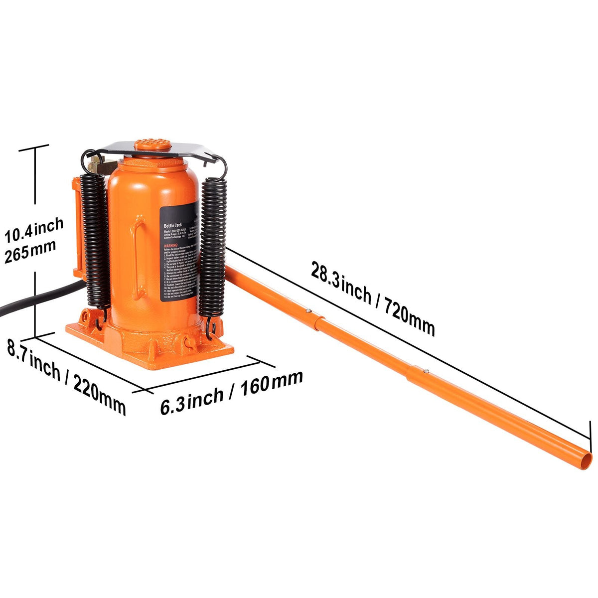 Air Hydraulic Bottle Jack, 20 Ton/40000 LBS All Welded Bottle Jack, 10.4-19.7 inch Lifting Range, Manual Handle and Air Pump, for Car, Pickup, Truck, RV, Auto Repair, Industrial Engineering