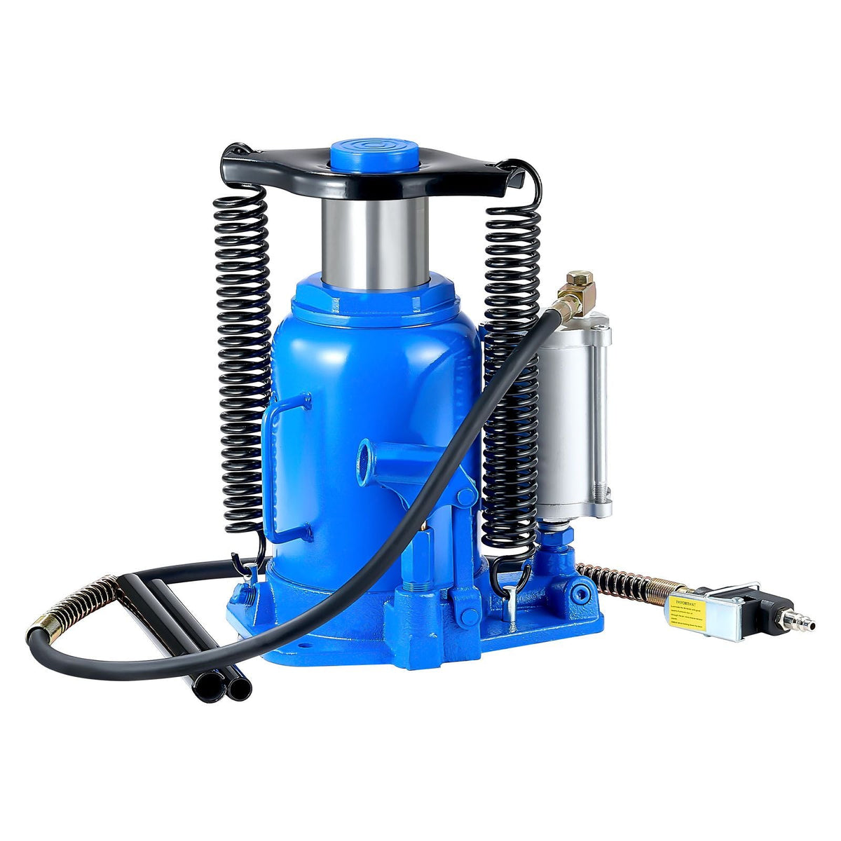 Air Hydraulic Bottle Jack, 32 Ton (70546.9 lbs) Capacity, 10-16.3 Inch Lifting Range, Pneumatic/Manual Heavy Duty Welded Bottle Jack with Pump for Car, SUV, Pickup, Truck, RV, Auto Repair, Blue