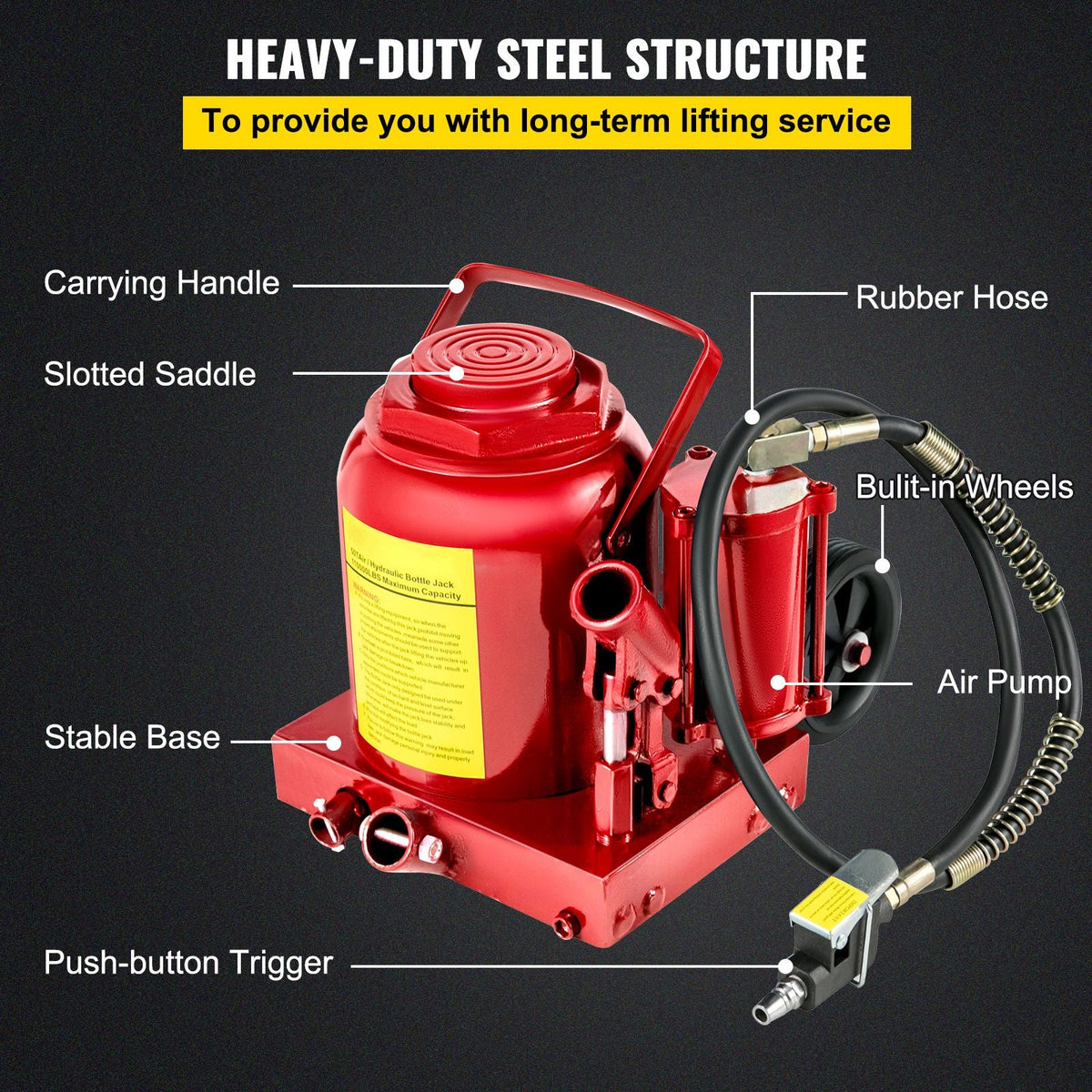 Air Hydraulic Bottle Jack 50 Ton Bottle Jack 110231lbs Air Jack Rugged Steel Construction Heavy Duty for Auto Truck RV Repair Lift Tools