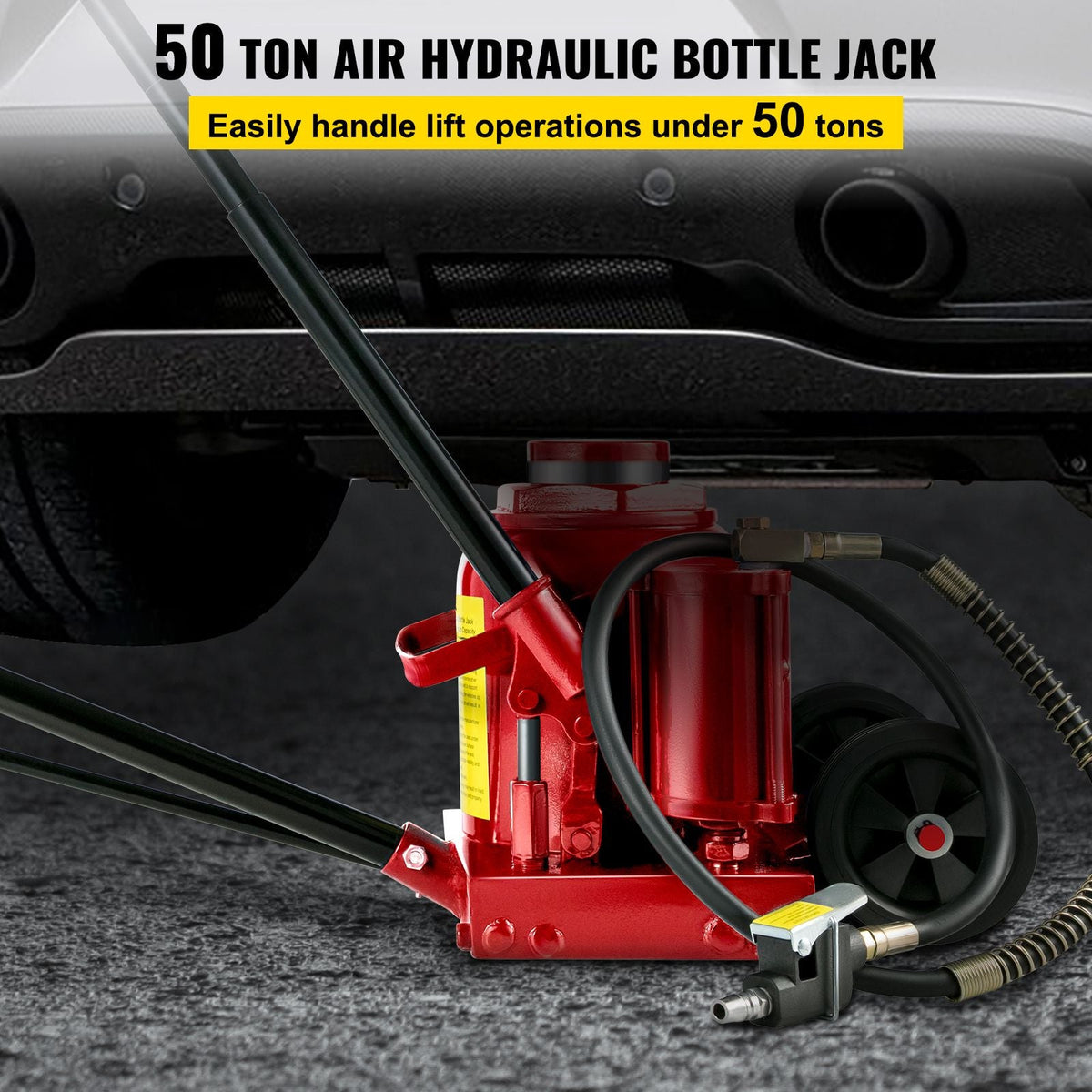 Air Hydraulic Bottle Jack 50 Ton Bottle Jack 110231lbs Air Jack Rugged Steel Construction Heavy Duty for Auto Truck RV Repair Lift Tools