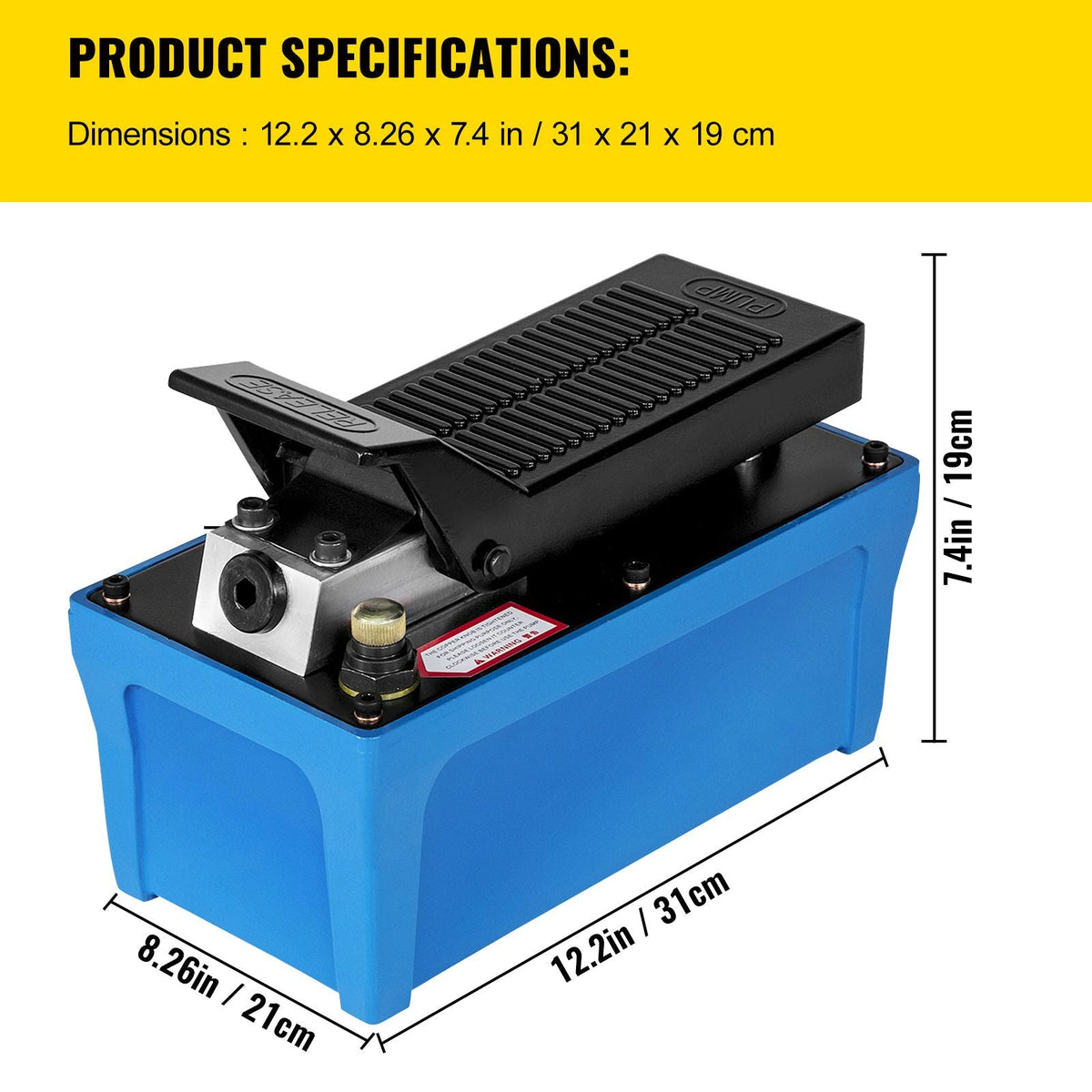 Air Hydraulic Pump 10000 PSI Air Over Hydraulic Pump 1/2 Gal Reservoir Air Treadle Foot Actuated Hydraulic Pump 3/8" NPT with 6.56 ft Hose 2 Connector Single Acting for Car Repair (Blue)