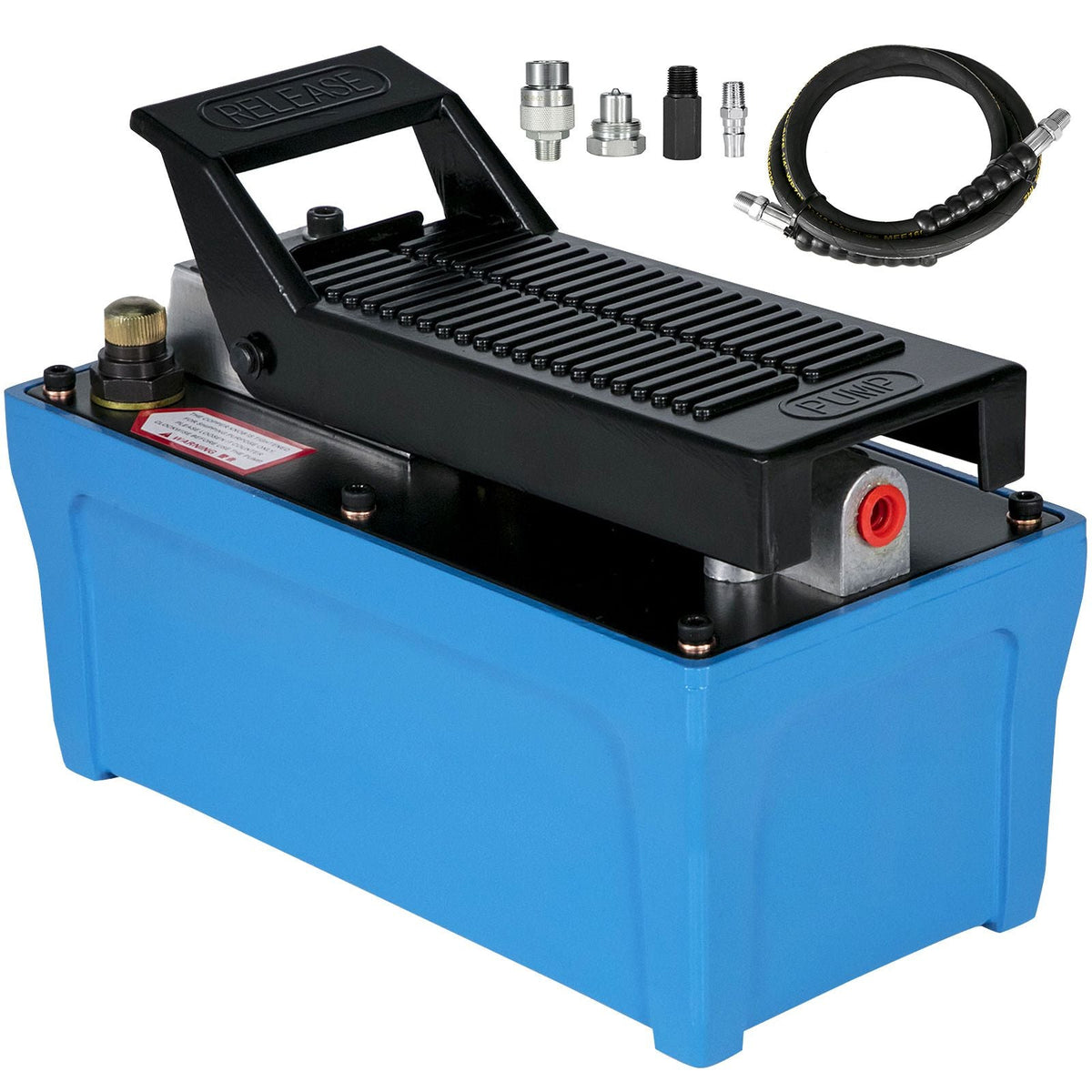 Air Hydraulic Pump 10000 PSI Air Over Hydraulic Pump 1/2 Gal Reservoir Air Treadle Foot Actuated Hydraulic Pump 3/8" NPT with 6.56 ft Hose 2 Connector Single Acting for Car Repair (Blue)