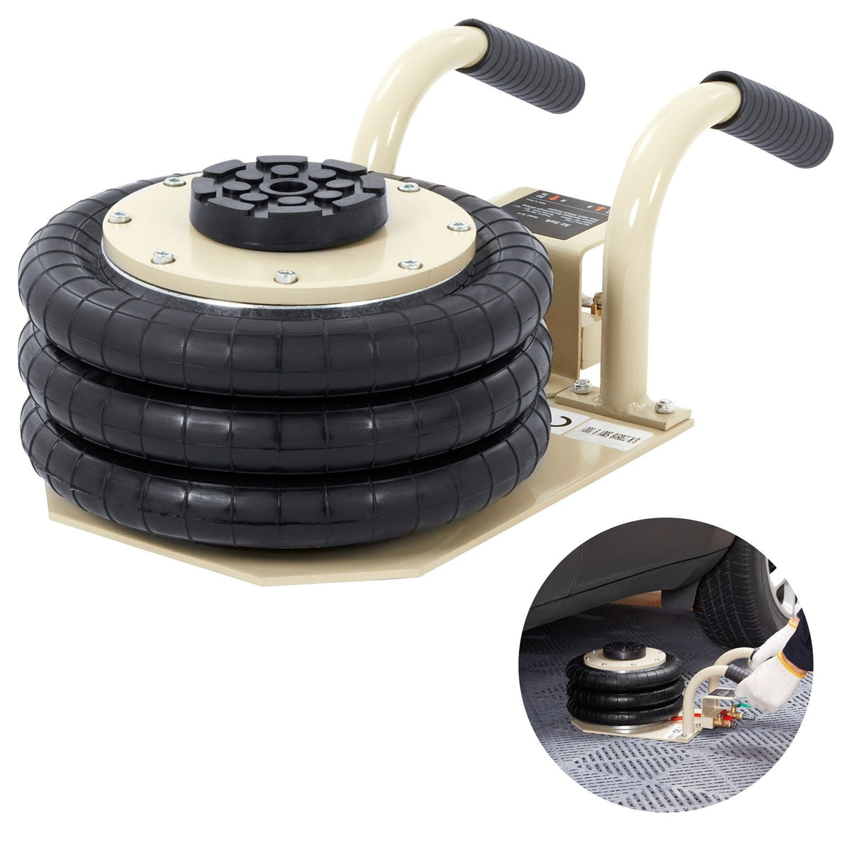 Air Jack, 3 Ton/6600 lbs Triple Bag Air Jack, Airbag Jack with Six Steel Pipes, Lift up to 17.7 inch/450 mm, 3-5 s Fast Lifting Pneumatic Jack, with Short Handles for Car Repair