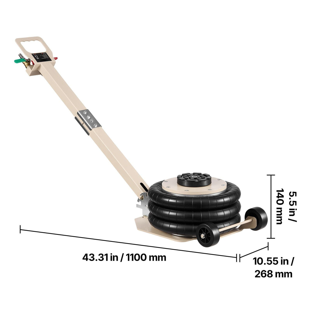 Air Jack, 3 Ton/6613 lbs Triple Bag Air Jack, Airbag with Six Steel Pipes, Lift Up to 17.7 inch/450 mm, 1-6 s Fast Lifting Pneumatic with Adjustable Long Handle for Car, SUV, Pickup Truck Repair