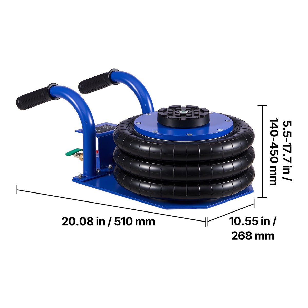 Air Jack, 3 Ton/6613 lbs Triple Bag Air Jack, Airbag with Six Steel Pipes, Lift Up to 17.7 inch/450 mm, 1-6 s Fast Lifting Pneumatic with Short Handles for Car, SUV, Pickup Truck Repair, Garage