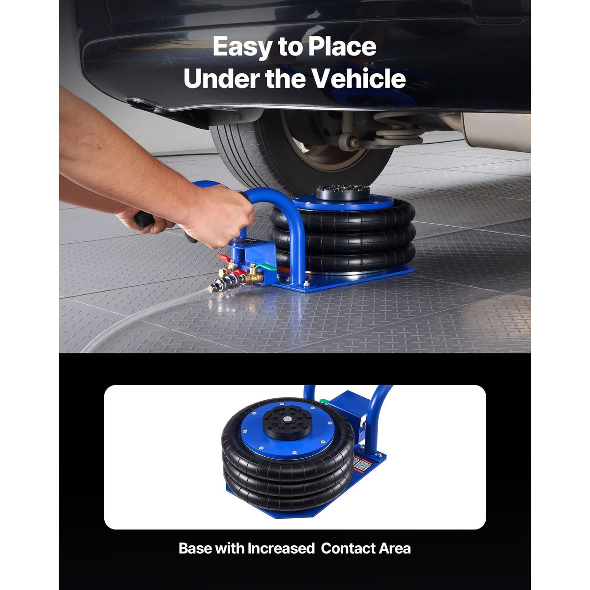 Air Jack, 3 Ton/6613 lbs Triple Bag Air Jack, Airbag with Six Steel Pipes, Lift Up to 17.7 inch/450 mm, 1-6 s Fast Lifting Pneumatic with Short Handles for Car, SUV, Pickup Truck Repair, Garage