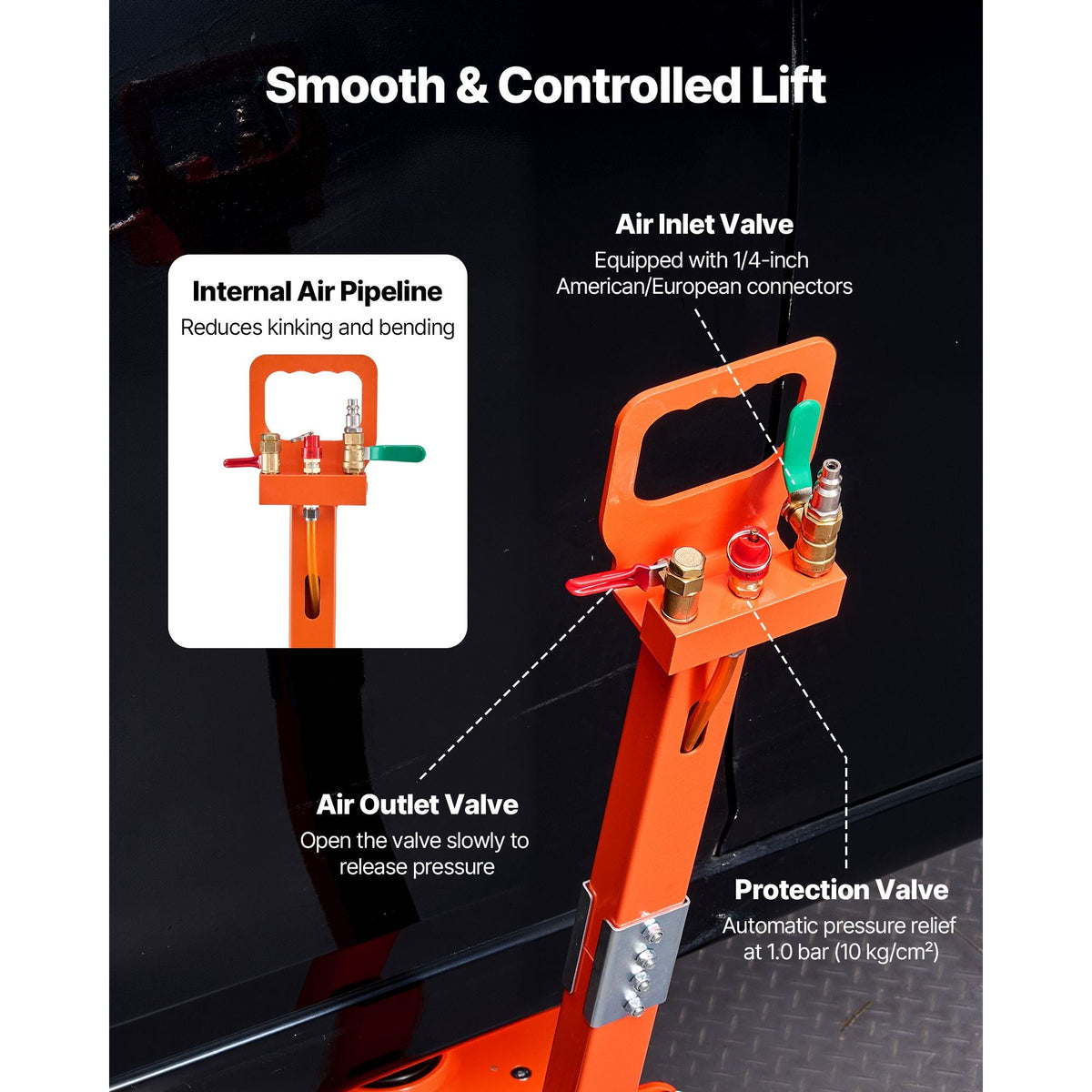 Air Jack, 3 Ton/6613 lbs Triple Bag Air Jack, Airbag with Support Rod, Lift Up to 18.5 inch with Heightened Column & Adjustable Handle, 1-6 s Fast Lifting Pneumatic for Car, SUV, Pickup Truck
