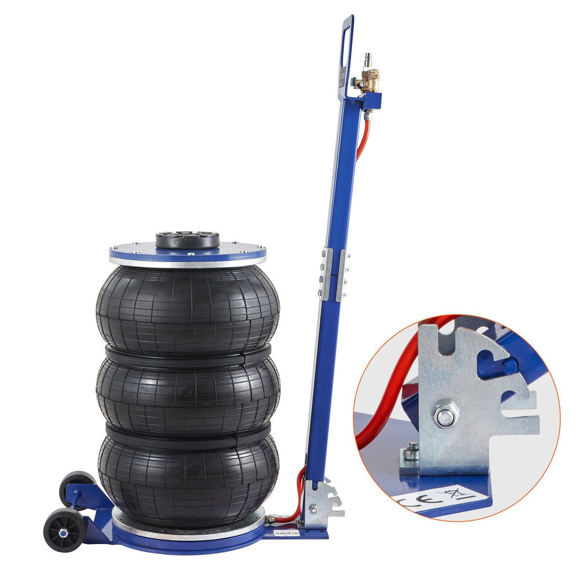Air Jack, 5 Ton/11000 lbs Triple Bag Air Jack, Airbag Jack with Six Steel Pipes, Lift up to 18.5 inch/470 mm, 3-5 s Fast Lifting Pneumatic Jack, with Adjustable Handle for Car, Garage, Repair