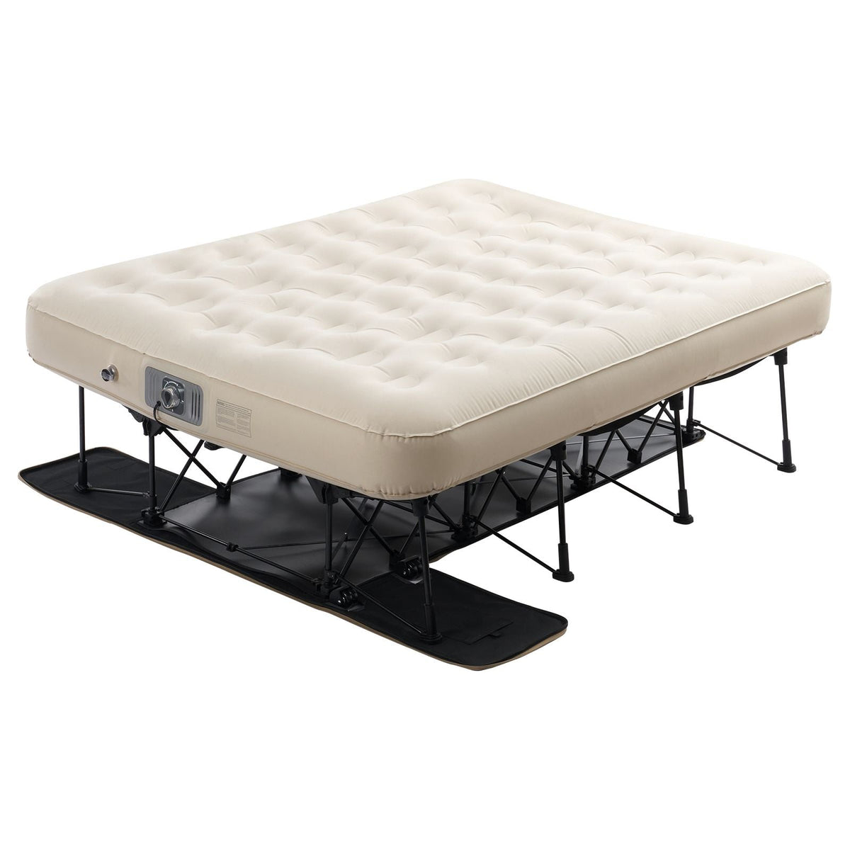 Air Mattress with Frame, Inflatable 2 Person Camping Cot with Built-in Pump, Portable Folding Air Beds Supports 600 lbs, Blow Up Anywhere Bed for Guests Camping Travel Indoor & Outdoor Use