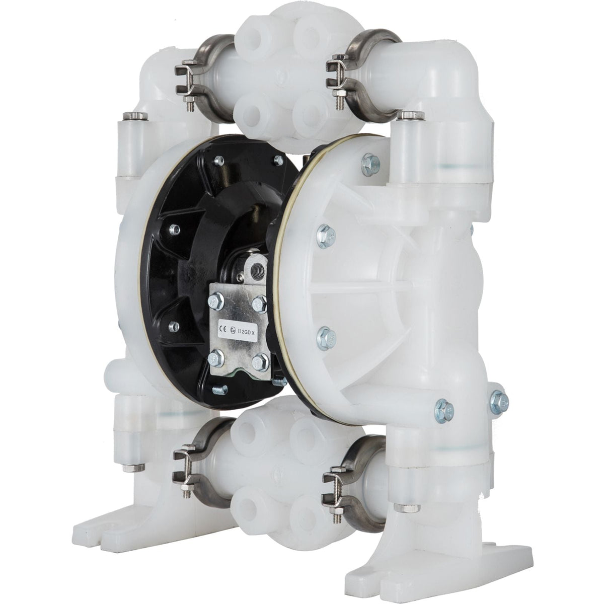 Air-Operated Double Diaphragm Pump 1 inch Inlet/Outlet 30GPM Polypropylene Max 120PSI for Chemical and Industrial Use