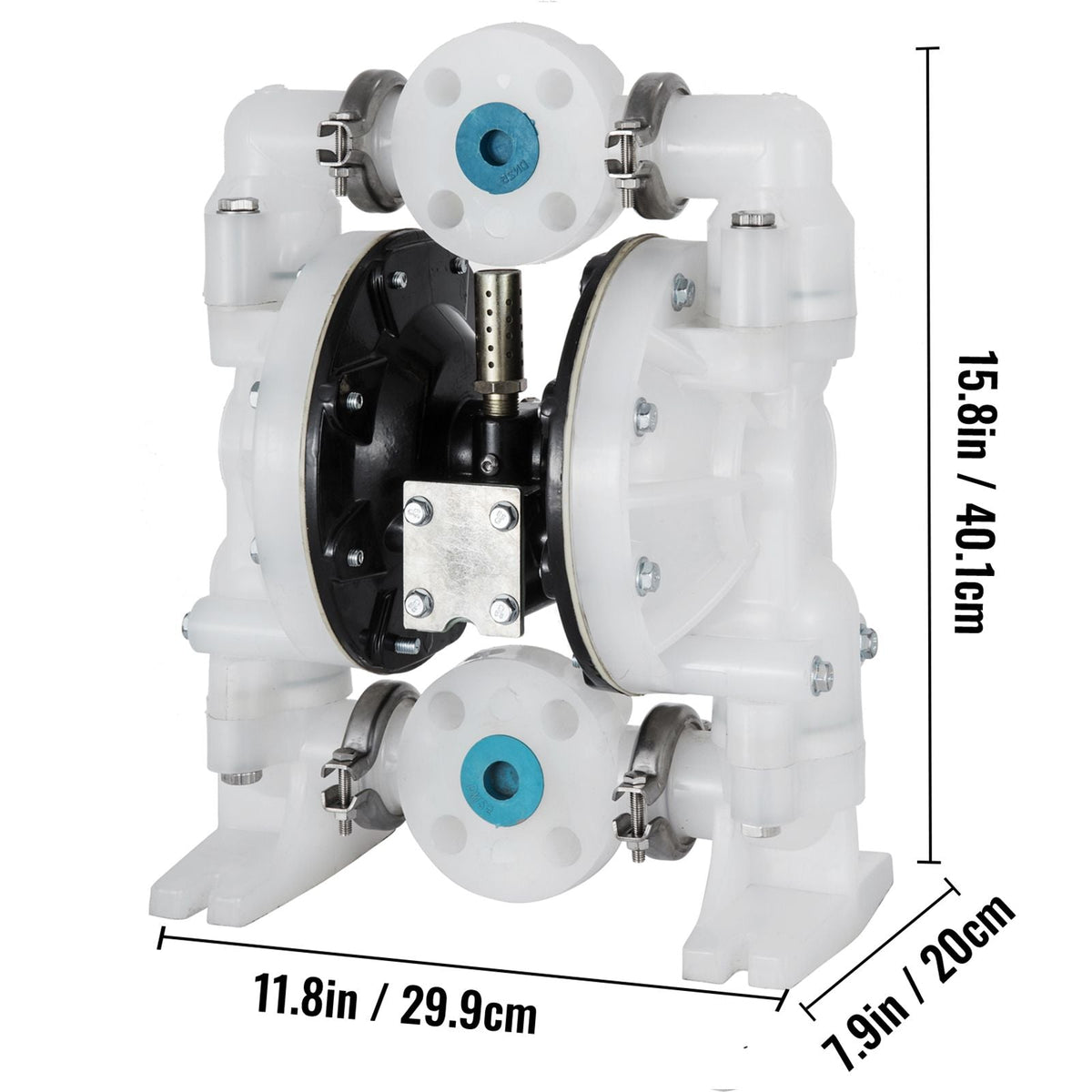 Air-Operated Double Diaphragm Pump 1 inch Inlet/Outlet 30GPM Polypropylene Max 120PSI for Chemical and Industrial Use