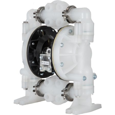 Air-Operated Double Diaphragm Pump 1 inch Inlet/Outlet 30GPM Polypropylene Max 120PSI for Chemical and Industrial Use