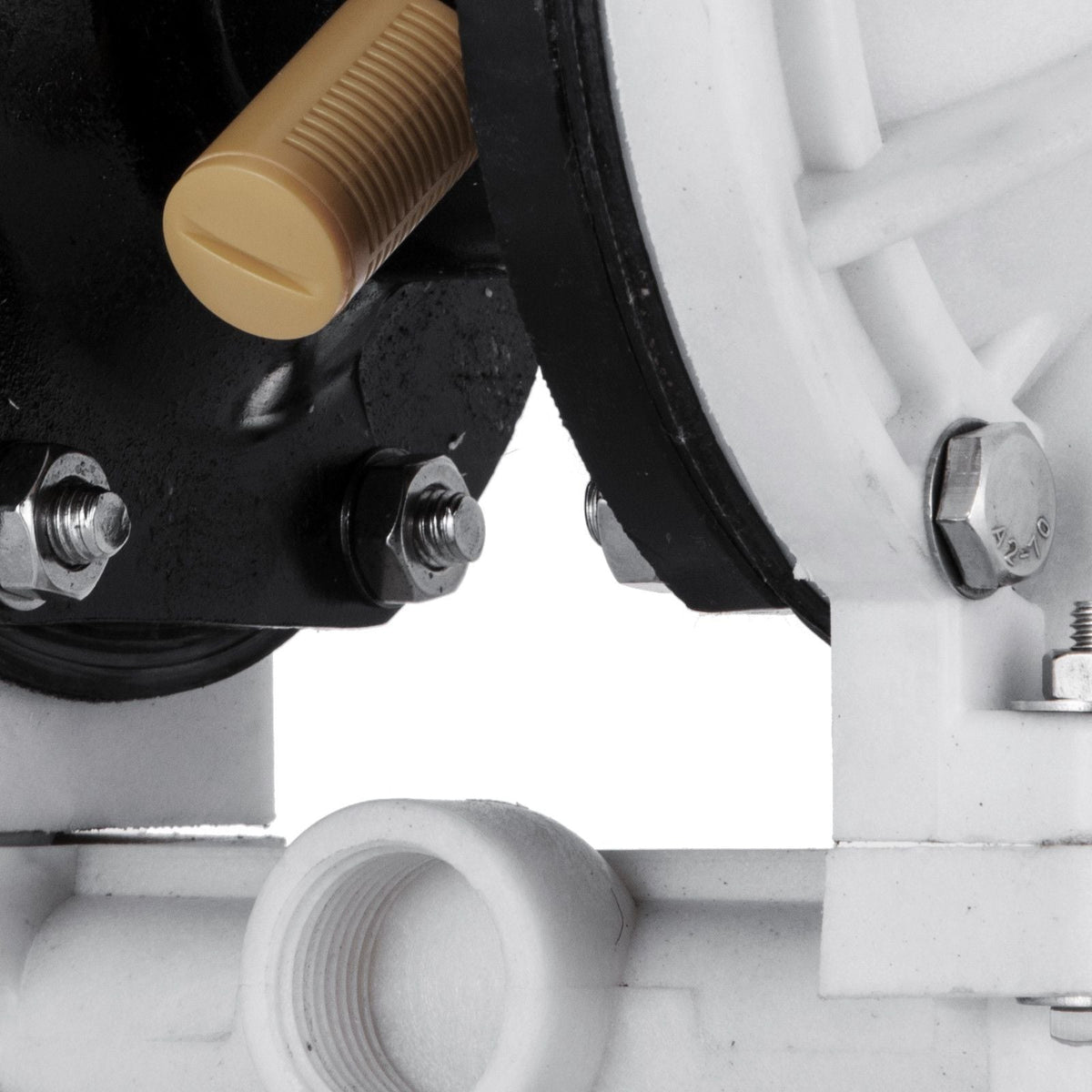 Air-Operated Double Diaphragm Pump, 1/2 in Inlet & Outlet, Polypropylene Body, 2.5 GPM & Max 80PSI, PTFE Diaphragm Pneumatic Transfer Pump for Petroleum, Diesel, Oil & Low Viscosity Fluids