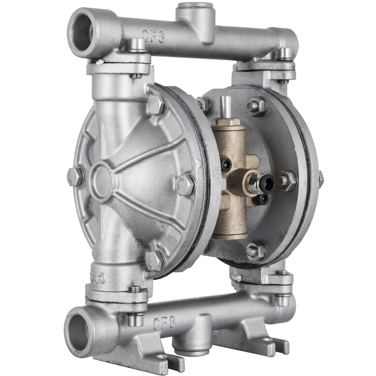 Air-Operated Double Diaphragm Pump, 1/2 in Inlet & Outlet, Stainless Steel Body, 8.8 GPM & Max 120PSI, PTFE Diaphragm Pneumatic Transfer Pump for Petroleum, Diesel, Oil & Low Viscosity Fluids