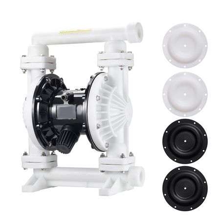 Air Operated Double Diaphragm Pump, 25 GPM, 1 inch Inlet & Outlet Pneumatic Waste Oil Transfer Pump, Max 100 PSI, Polypropylene Body, Air-Operated for Diesel, Grease, Kerosene, Gasoline & Oil