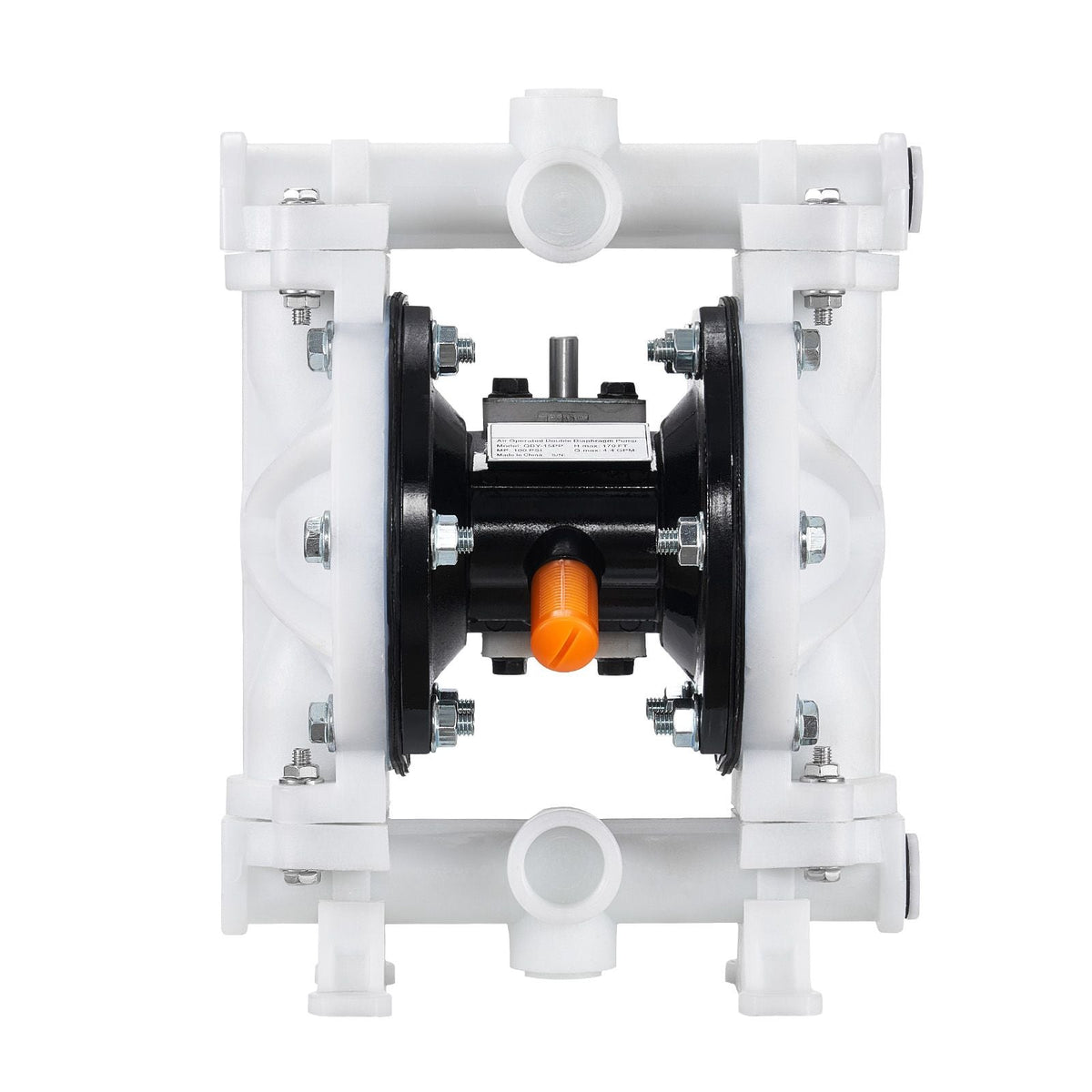 Air Operated Double Diaphragm Pump, 4.4 GPM, 1-1/2 inch Inlet & Outlet Pneumatic Waste Oil Transfer Pump, Max 100 PSI, Polypropylene Body, Air-Operated for Diesel, Grease, Kerosene, Gasoline