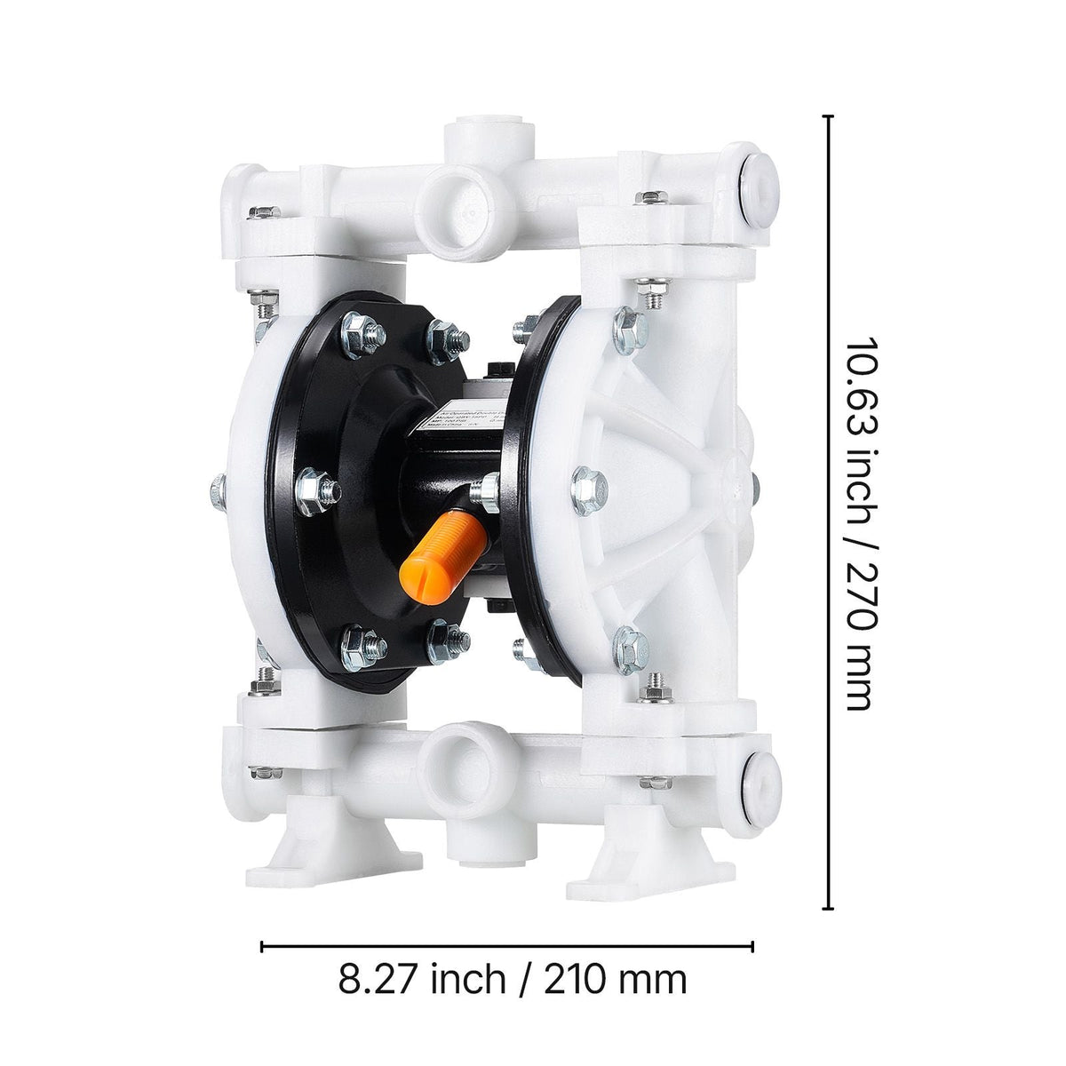 Air Operated Double Diaphragm Pump, 4.4 GPM, 1-1/2 inch Inlet & Outlet Pneumatic Waste Oil Transfer Pump, Max 100 PSI, Polypropylene Body, Air-Operated for Diesel, Grease, Kerosene, Gasoline