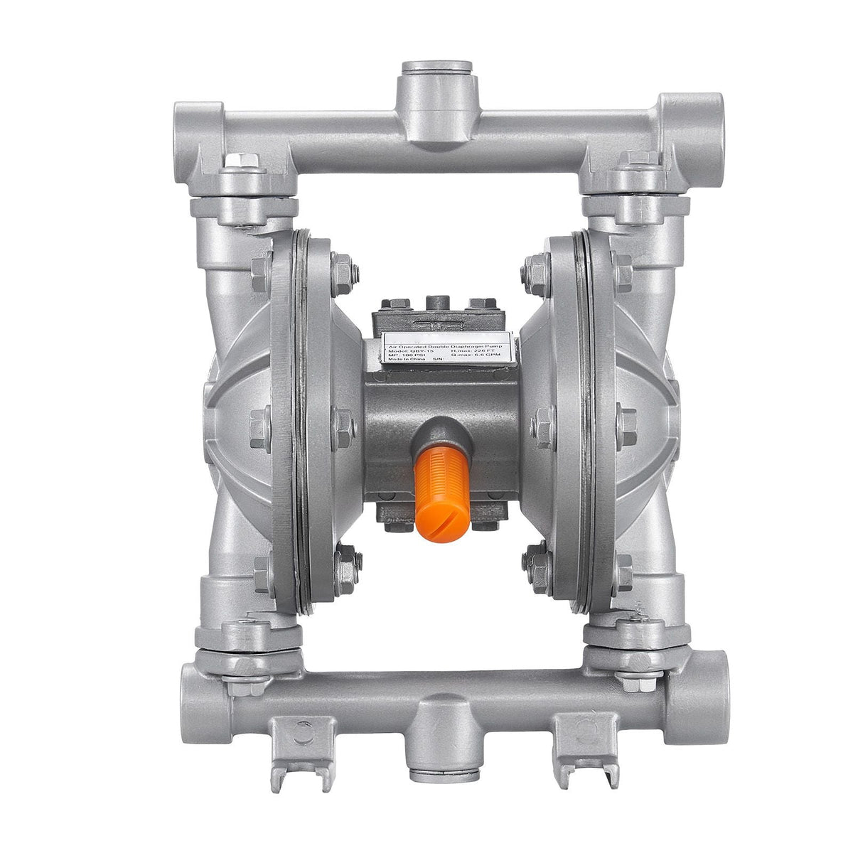 Air Operated Double Diaphragm Pump, 6.6 GPM, 3/8 inch Inlet & Outlet Pneumatic Waste Oil Transfer Pump, Max 100 PSI, Aluminum Alloy Body, Air-Operated for Diesel, Grease, Kerosene, Gasoline