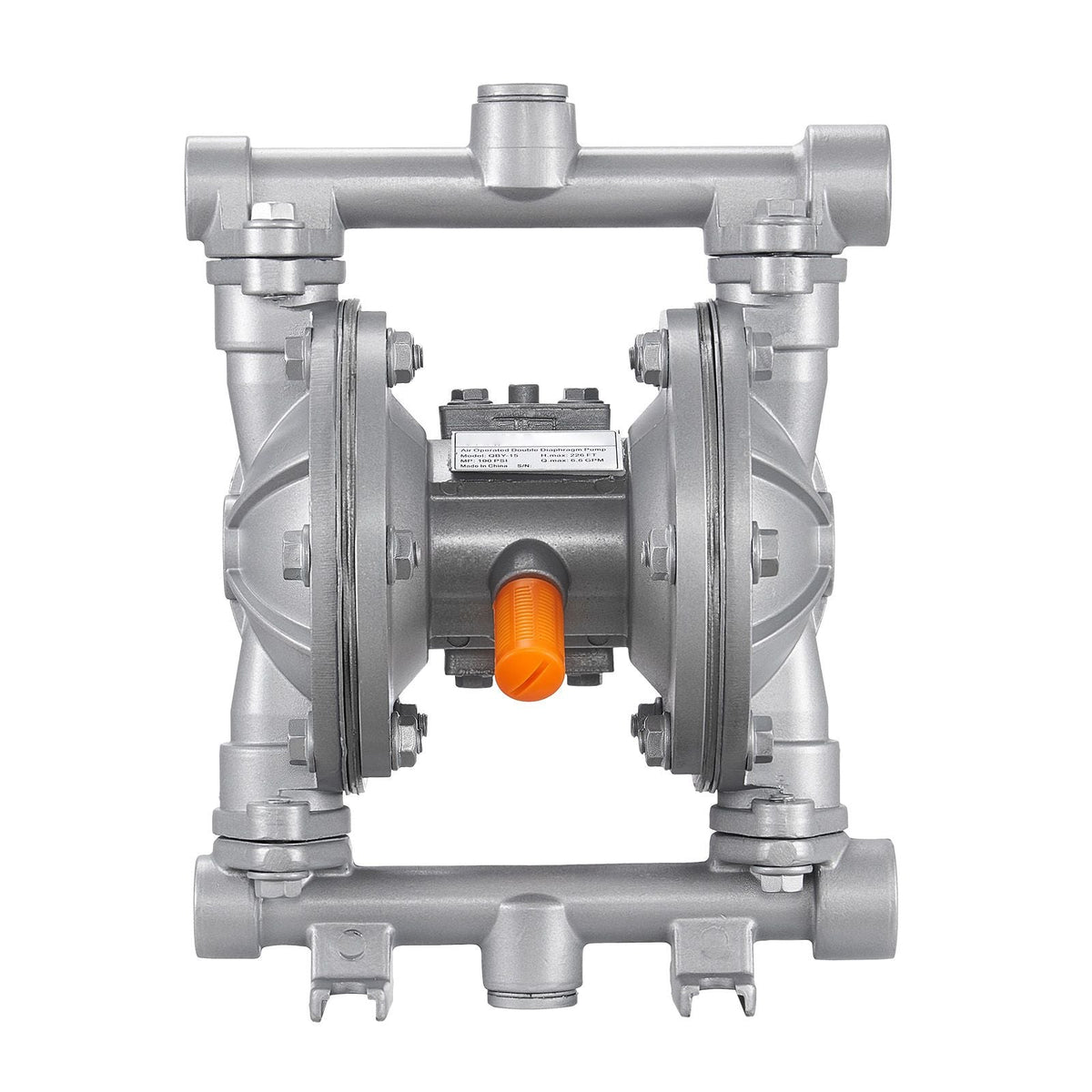 Air Operated Double Diaphragm Pump, 6.6 GPM, 3/8 inch Inlet & Outlet Pneumatic Waste Oil Transfer Pump, Max 100 PSI, Aluminum Alloy Body, Air-Operated for Diesel, Grease, Kerosene, Gasoline