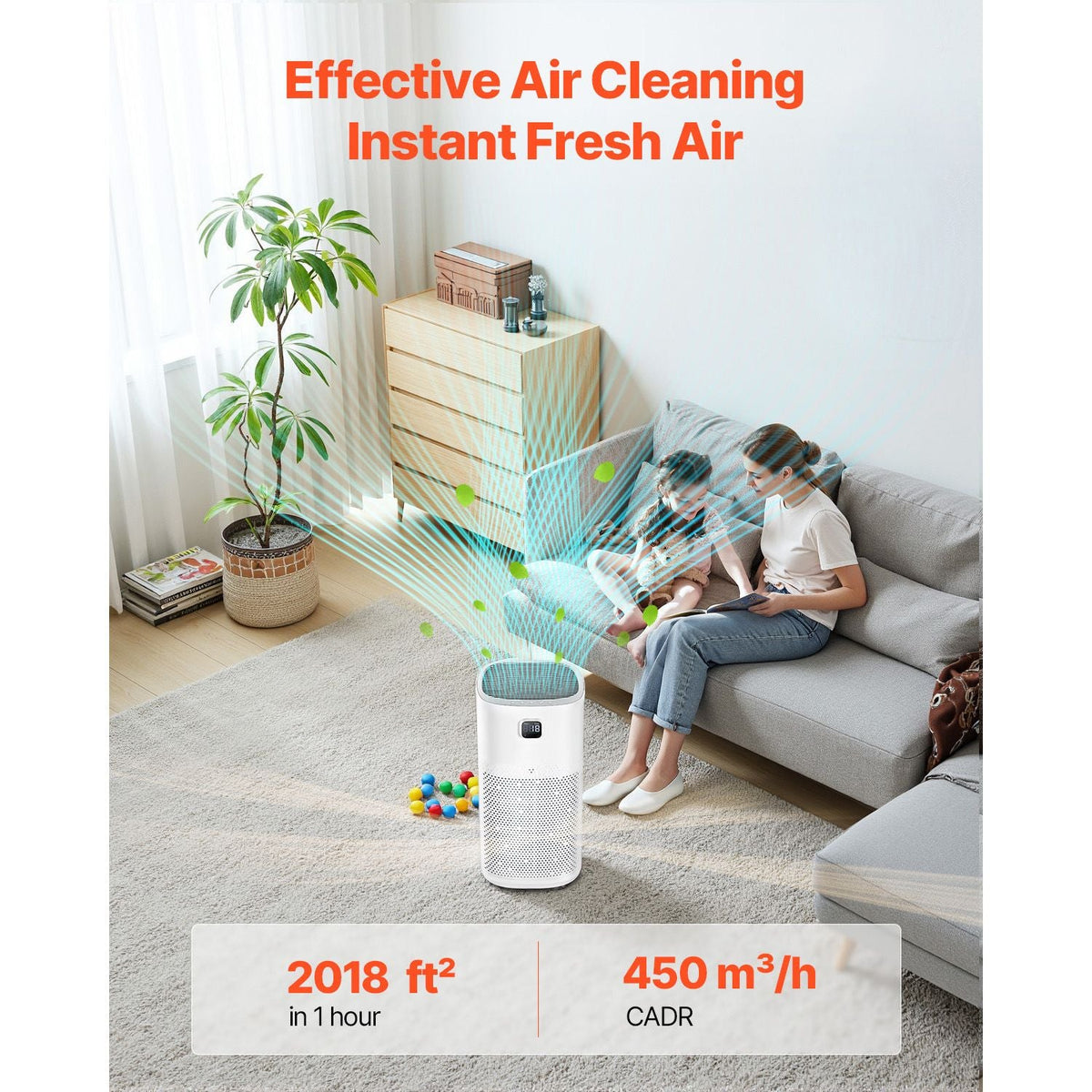 Air Purifier, H13 HEPA Layer, 2018 ft²/h Smart Air Purifier with Speed Control & Child Lock Guard, Efficient Air Cleaner with Convenient Touch Panel & 23 dB Sleep Mode, Fit for Home & Office