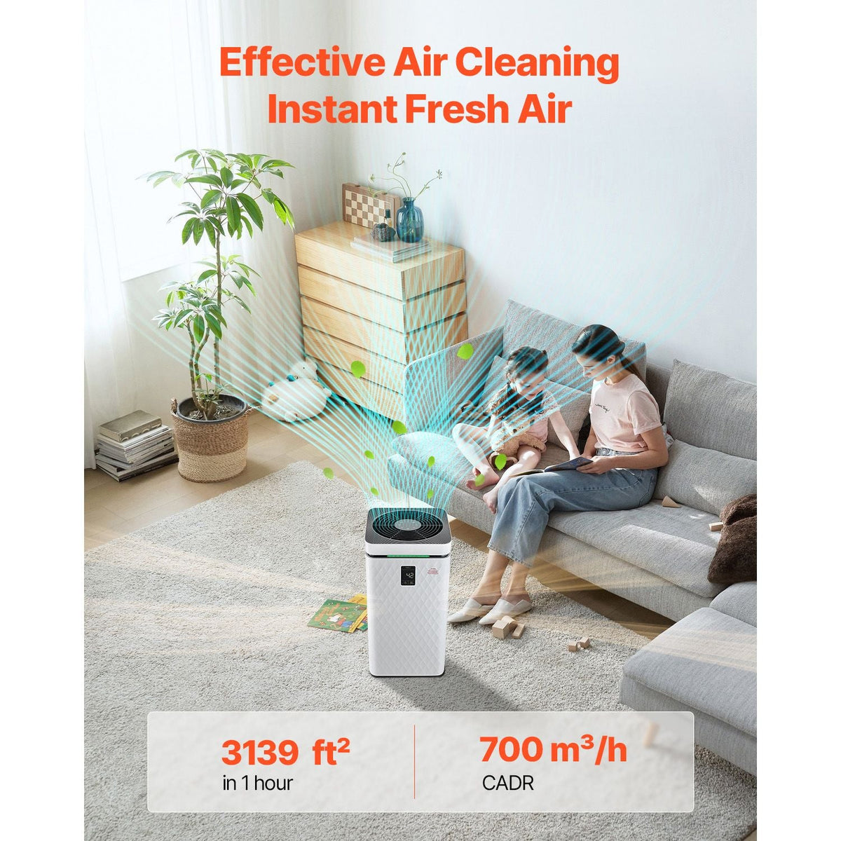 Air Purifier, H13 HEPA Layer, 3139 ft²/h Smart Air Purifier with Speed Control & Child Lock Guard, Efficient Air Cleaner with Convenient Touch Panel & 23 dB Sleep Mode, Fit for Home & Office