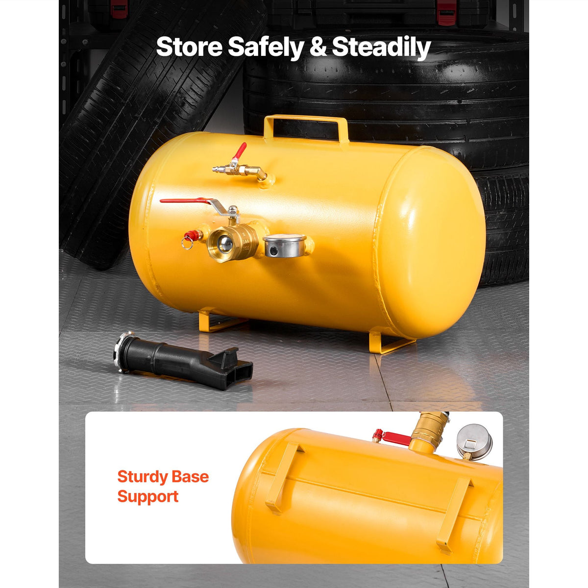 Air Tire Bead Seater, 10 Gal / 37.9 L, Heavy Duty Tire Bead Blaster Tool, 87-116 PSI Operating Pressure, Air Trigger Seating Inflator for ATV, Tractor, Pickup, Truck, Jeep, RV, UTV, Yellow