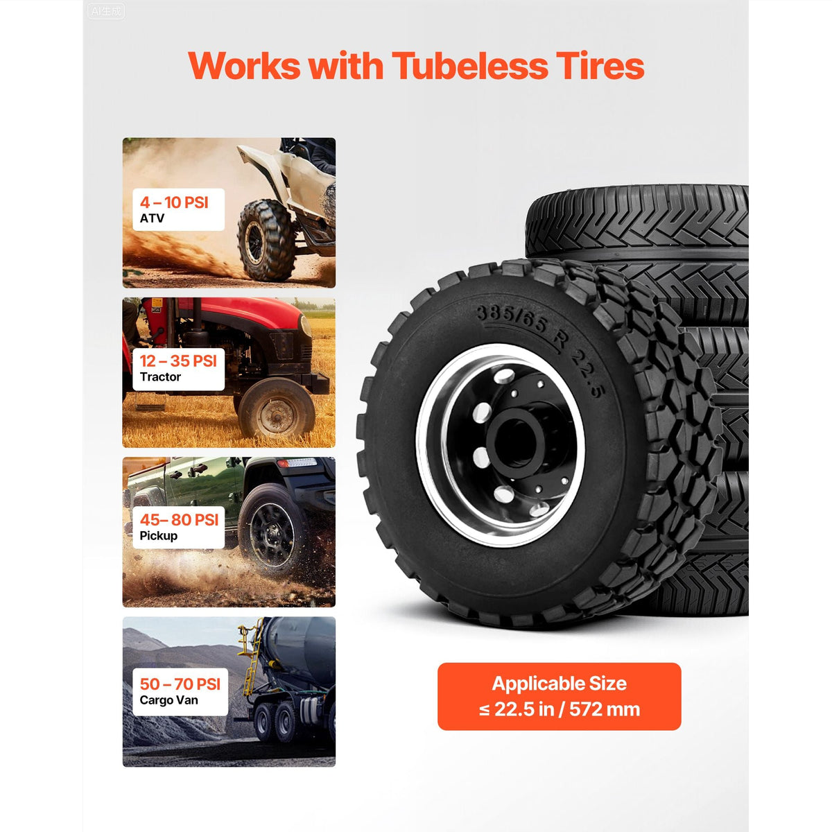 Air Tire Bead Seater, 5 Gal / 18.9 L, Heavy Duty Tire Bead Blaster Tool, 87-116 PSI Operating Pressure, Air Trigger Seating Inflator for Pickup, Truck, ATV, Jeep, Van, Lawn Tractor, RV, Red