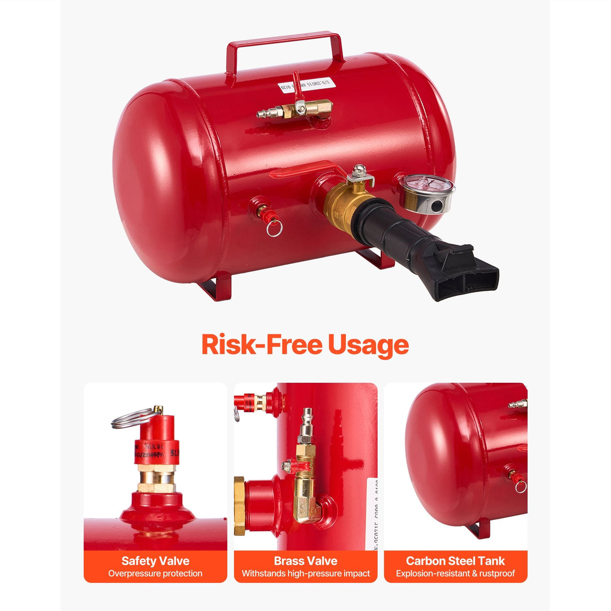 Air Tire Bead Seater, 5 Gal / 18.9 L, Heavy Duty Tire Bead Blaster Tool, 87-116 PSI Operating Pressure, Air Trigger Seating Inflator for Pickup, Truck, ATV, Jeep, Van, Lawn Tractor, RV, Red