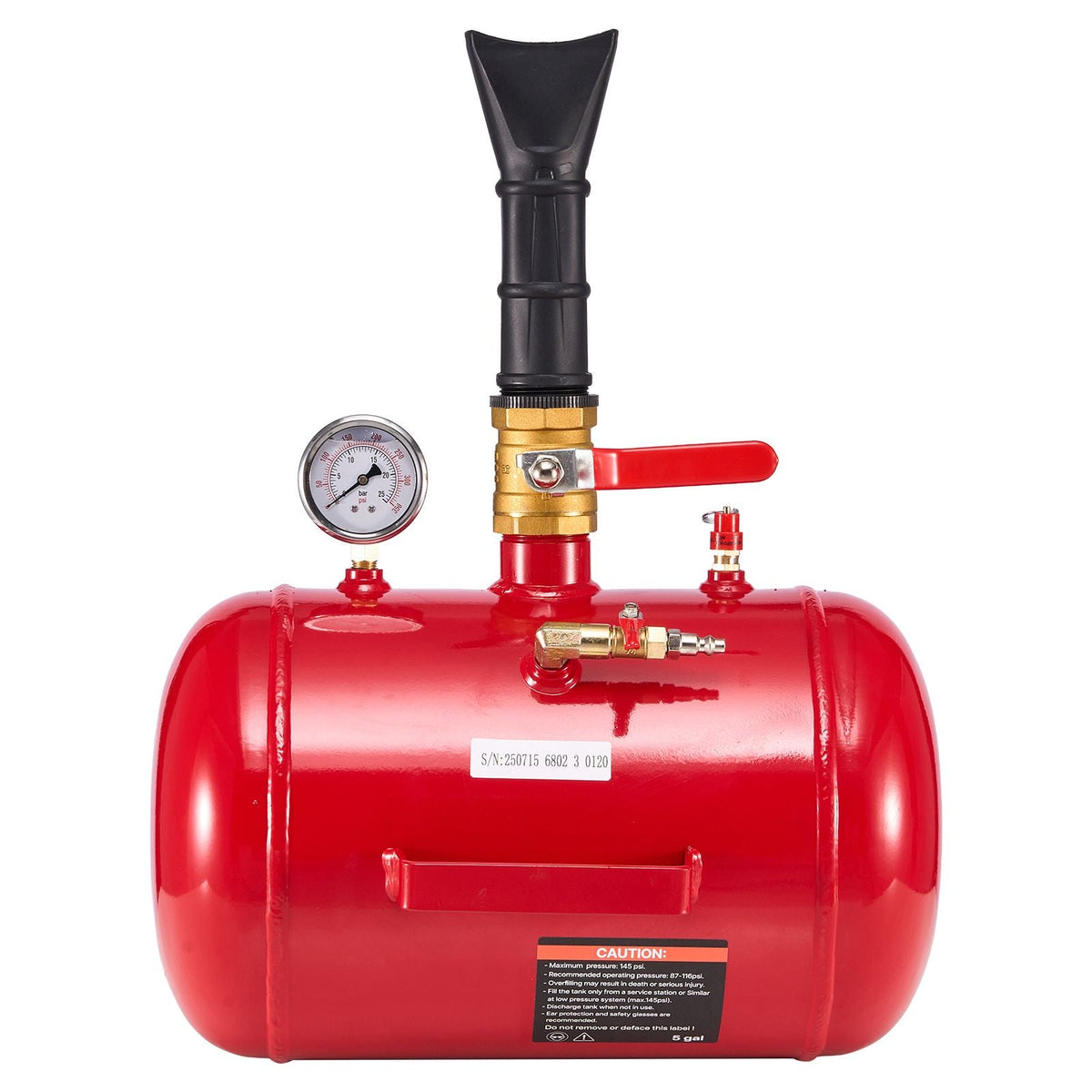 Air Tire Bead Seater, 5 Gal / 18.9 L, Heavy Duty Tire Bead Blaster Tool, 87-116 PSI Operating Pressure, Air Trigger Seating Inflator for Pickup, Truck, ATV, Jeep, Van, Lawn Tractor, RV, Red