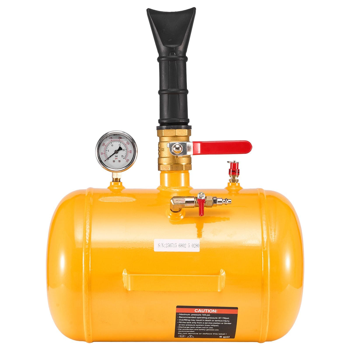 Air Tire Bead Seater, 5 Gal / 18.9 L, Heavy Duty Tire Bead Blaster Tool, 87-116 PSI Operating Pressure, Air Trigger Seating Inflator for Pickup, Truck, ATV, Jeep, Van, Lawn Tractor, RV, Yellow