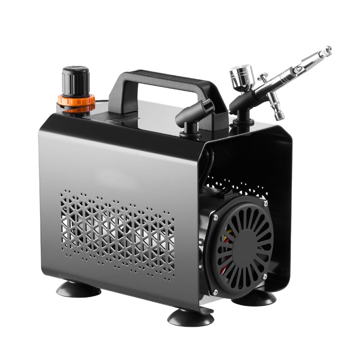 Airbrush Kit, 1/6 HP, Air Brush Kit with Air Compressor, 1 Dual-Action Professional Airbrush with 3 Tips, Hose, Acrylic Paint, Brush, Low Noise, for Cake Decorating, Model Painting, Nail Art