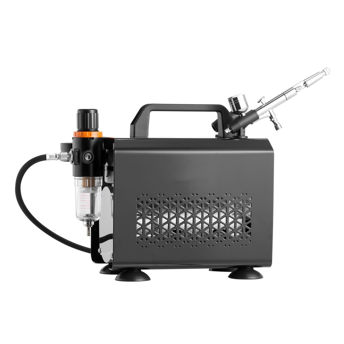 Airbrush Kit, 1/6 HP, Air Brush Kit with Air Compressor, 1 Dual-Action Professional Airbrush with 3 Tips, Hose, Acrylic Paint, Brush, Low Noise, for Cake Decorating, Model Painting, Nail Art