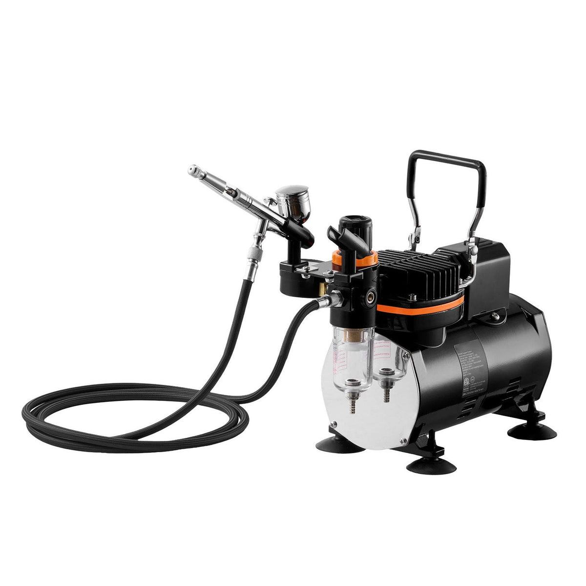 Airbrush Kit, 1/6 HP, Air Brush Kit with Air Compressor, 1 Dual-Action Professional Airbrush with 3 Tips, Hose, Holder, Cleaning Set, Low Noise, for Cake Decorating, Model Painting, Nail Art