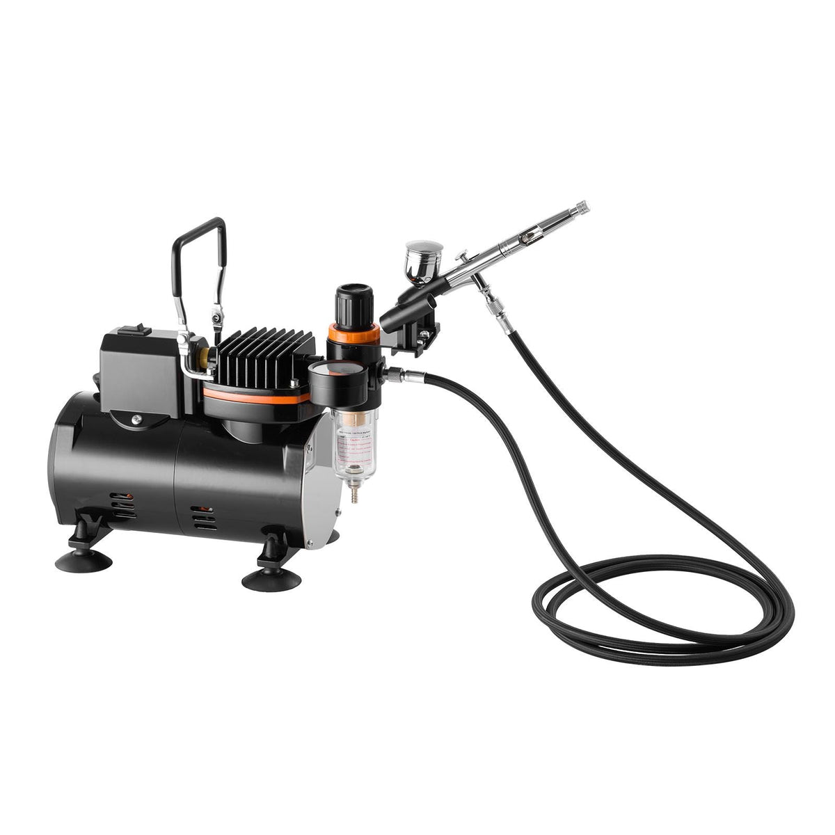 Airbrush Kit, 1/6 HP, Air Brush Kit with Air Compressor, 1 Dual-Action Professional Airbrush with 3 Tips, Hose, Holder, Cleaning Set, Low Noise, for Cake Decorating, Model Painting, Nail Art
