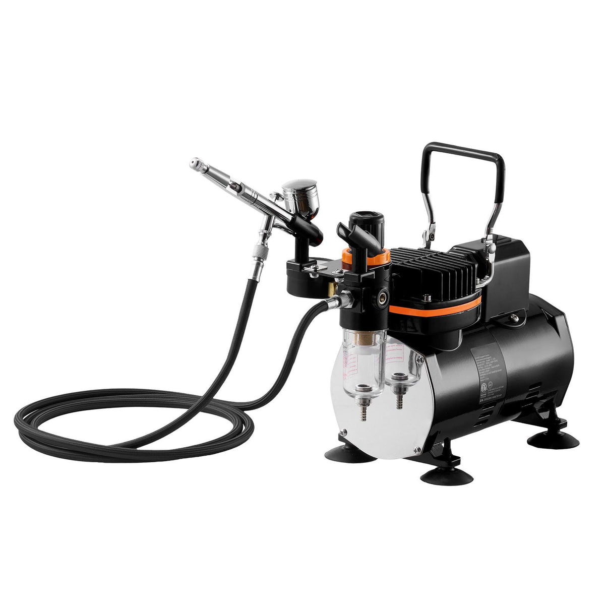 Airbrush Kit, 1/6 HP, Air Brush Kit with Air Compressor, 1 Dual-Action Professional Airbrush with 3 Tips, Hose, Holder, Cleaning Set, Low Noise, for Cake Decorating, Model Painting, Nail Art