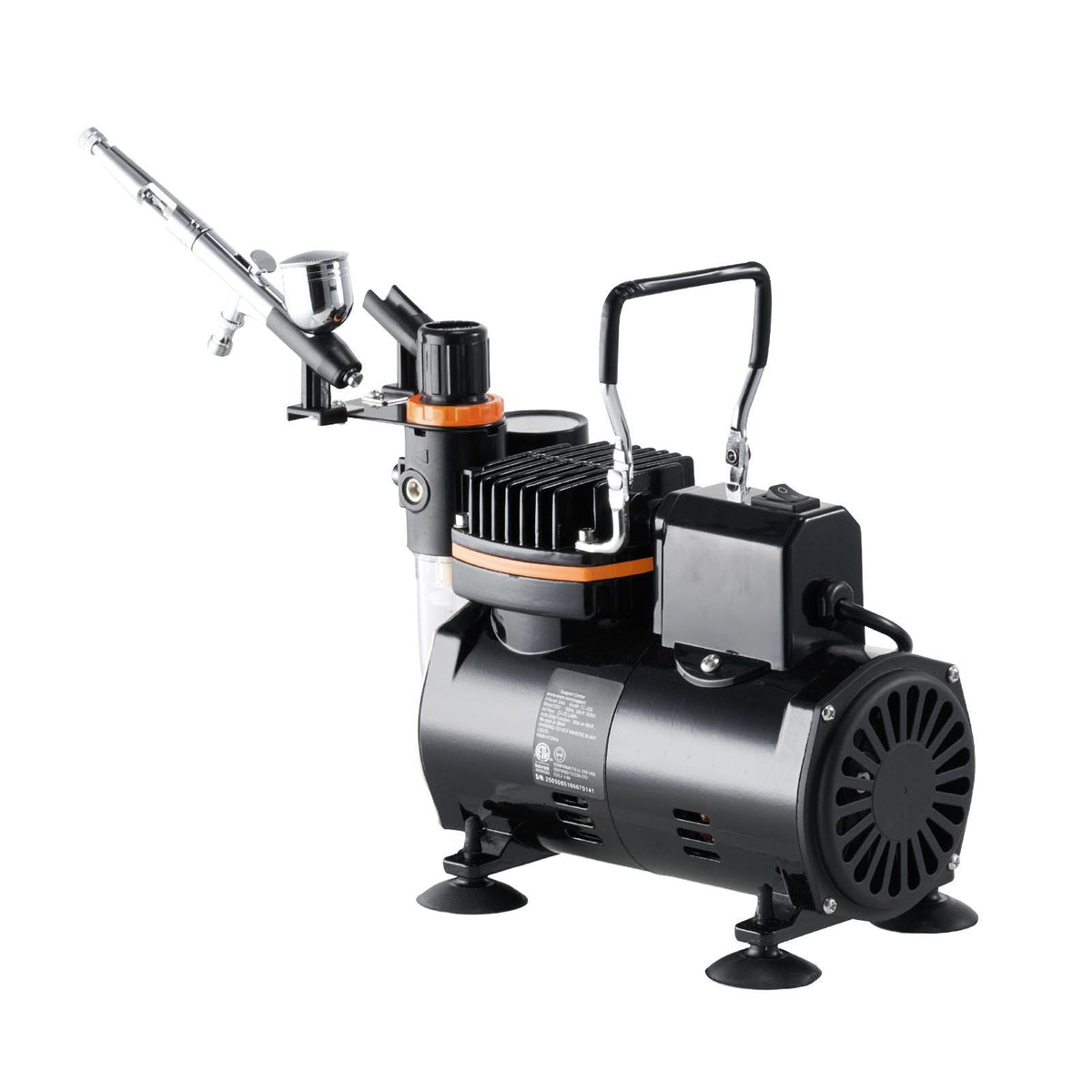 Airbrush Kit, 1/6 HP, Air Brush Kit with Air Compressor, 1 Dual-Action Professional Airbrush with 3 Tips, Hose, Holder, Cleaning Set, Low Noise, for Cake Decorating, Model Painting, Nail Art