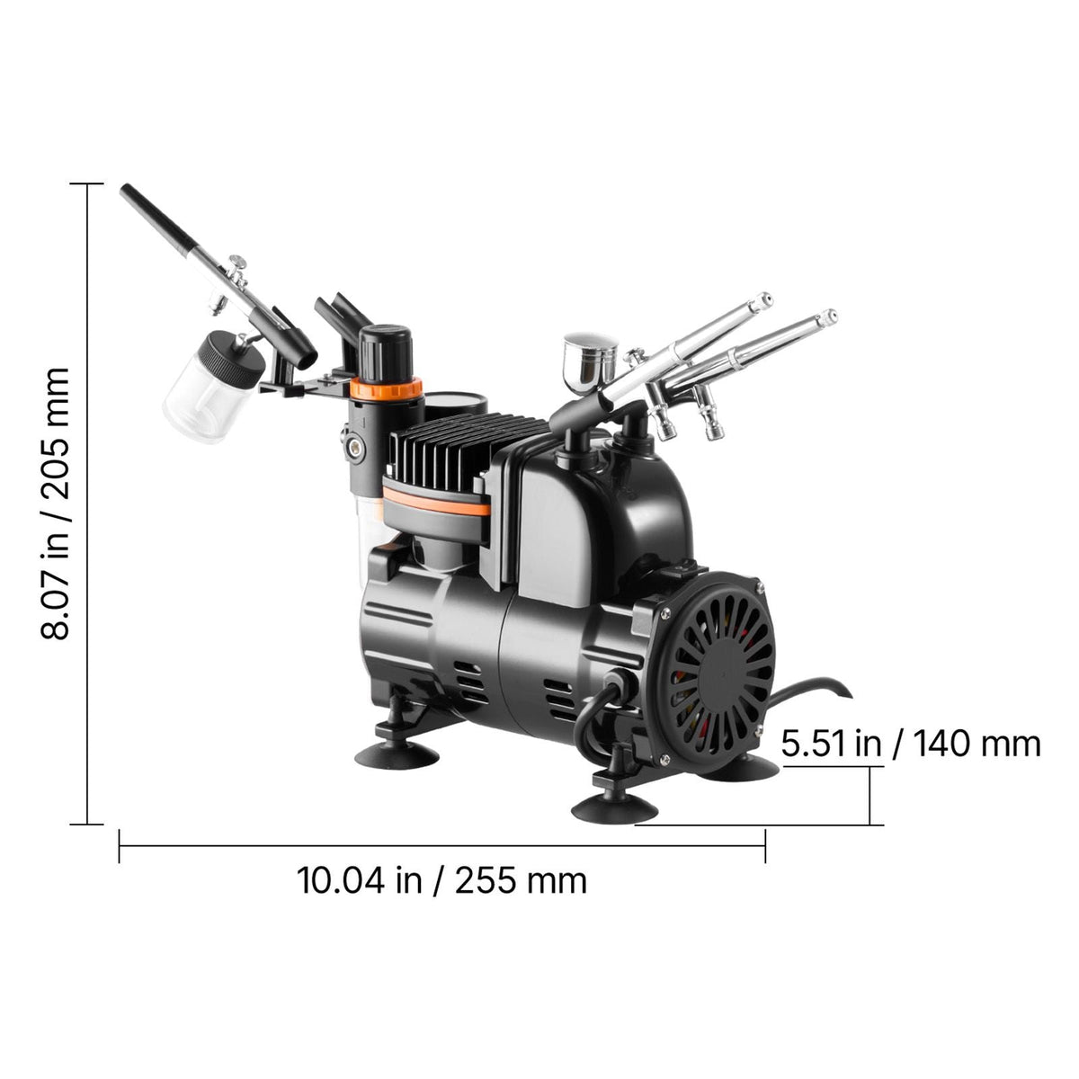 Airbrush Kit, 1/6 HP, Air Brush Kit with Air Compressor, 3 Dual-Action Professional Airbrushes with 3 Tips, Hose, Acrylic Paint, Brush, Low Noise, for Cake Decorating, Model Painting, Nail Art