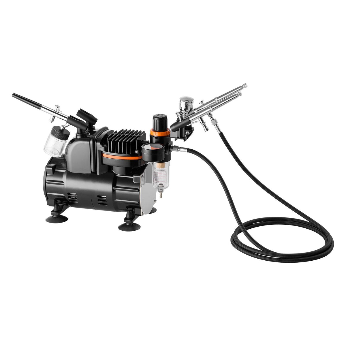 Airbrush Kit, 1/6 HP, Air Brush Kit with Air Compressor, 3 Dual-Action Professional Airbrushes with 3 Tips, Hose, Acrylic Paint, Brush, Low Noise, for Cake Decorating, Model Painting, Nail Art